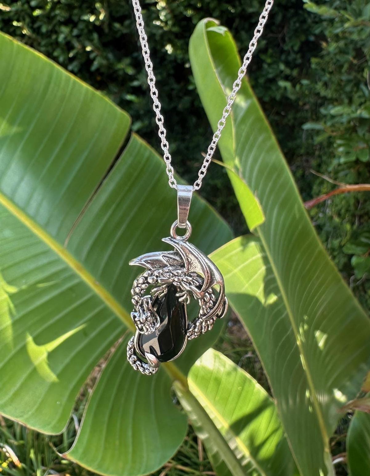 Obsidian Dragon Crawling Necklace