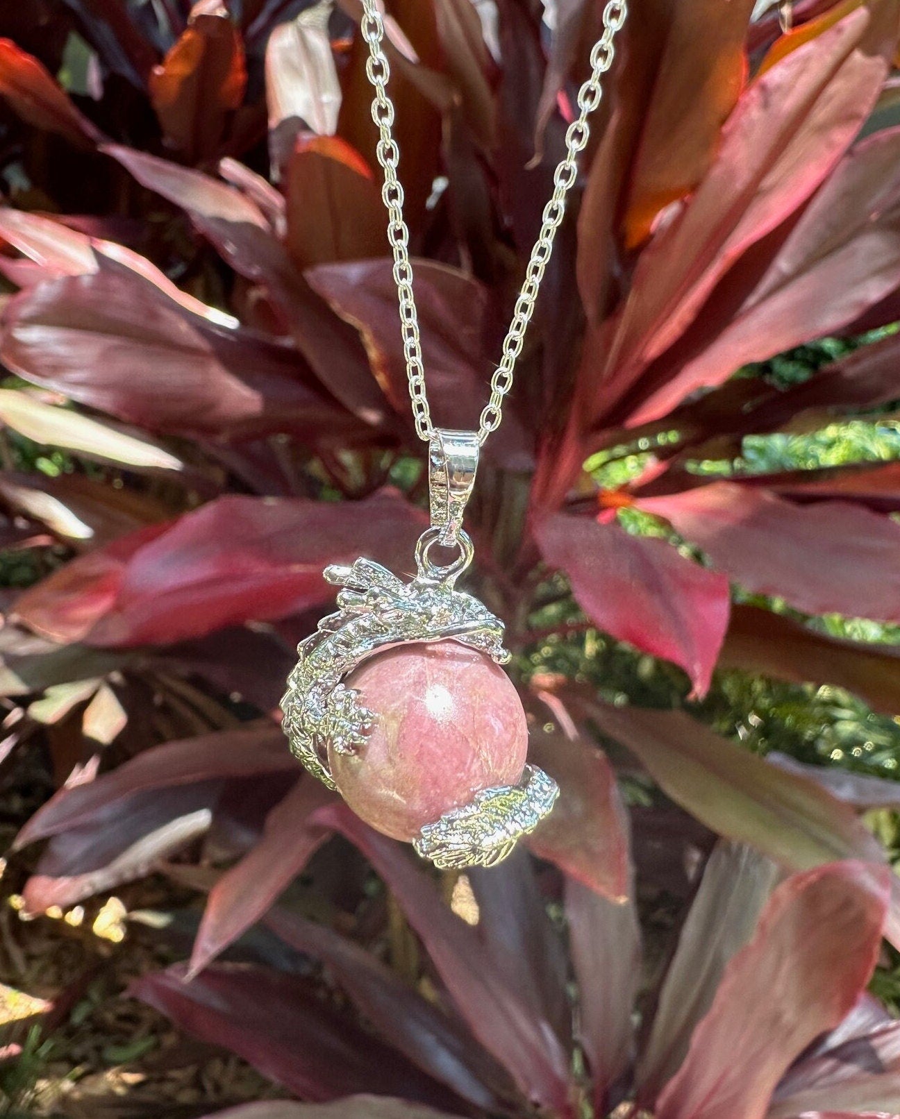 Rhodonite Dragon Ball Necklace