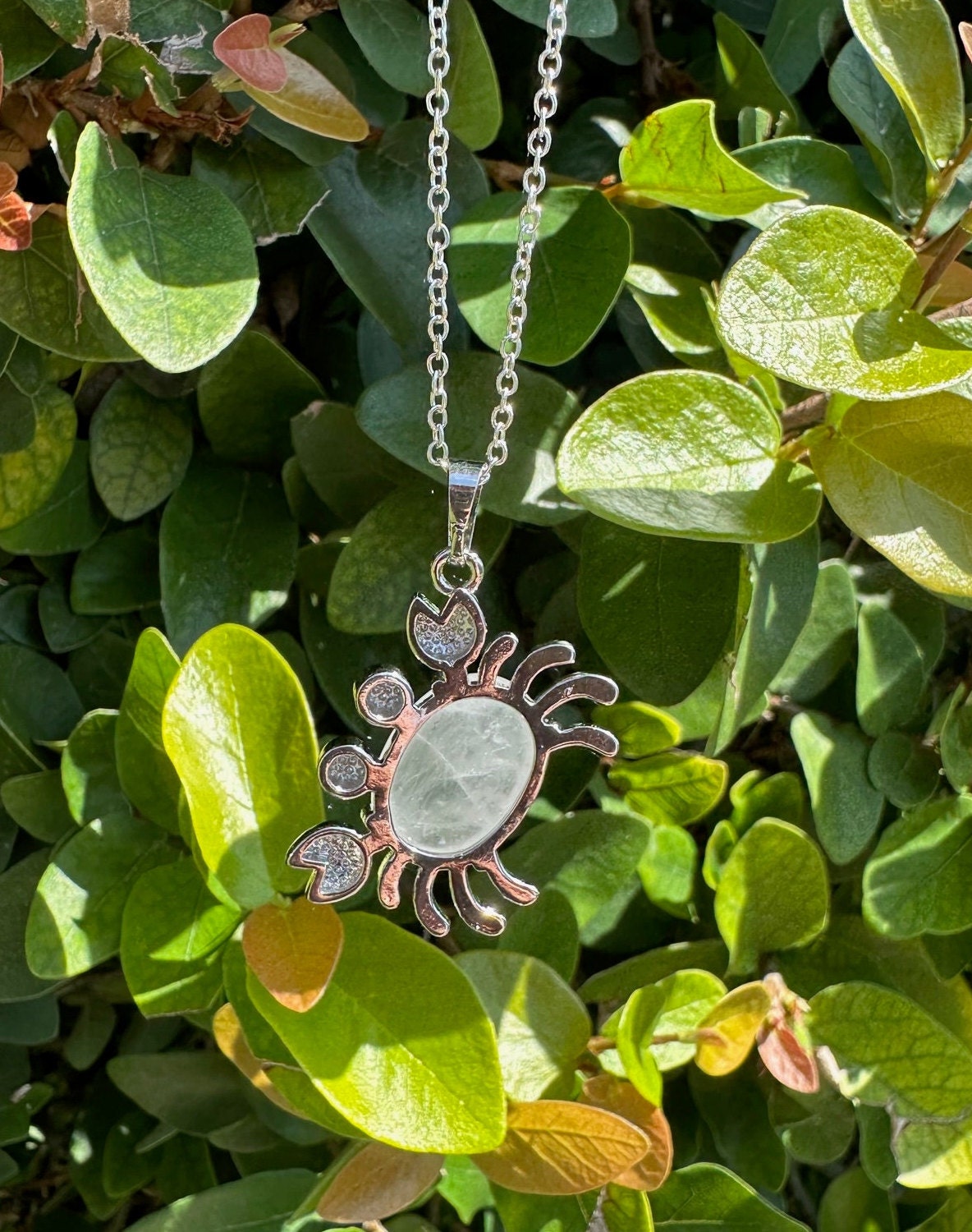 Clear Quartz Crab Pendant Necklace