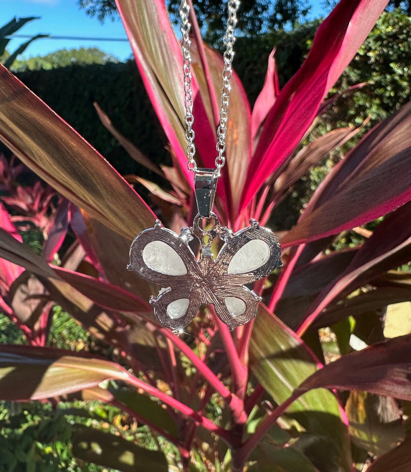 Rock Quartz Butterfly Pendant Necklace