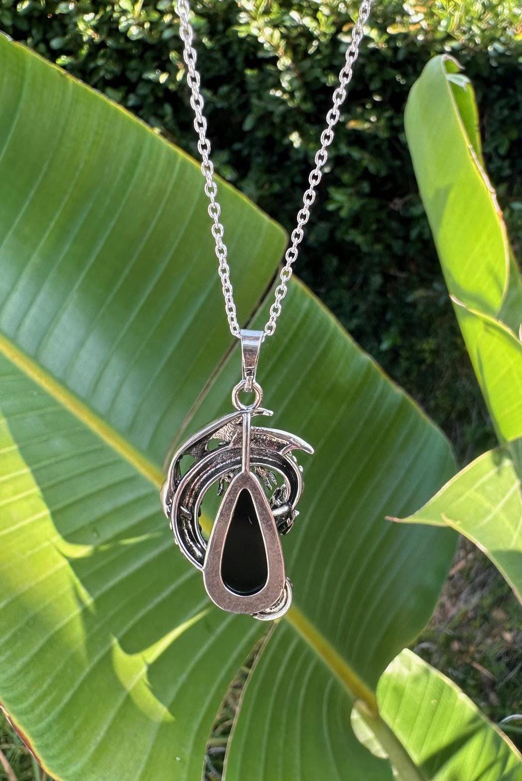 Obsidian Dragon Crawling Necklace