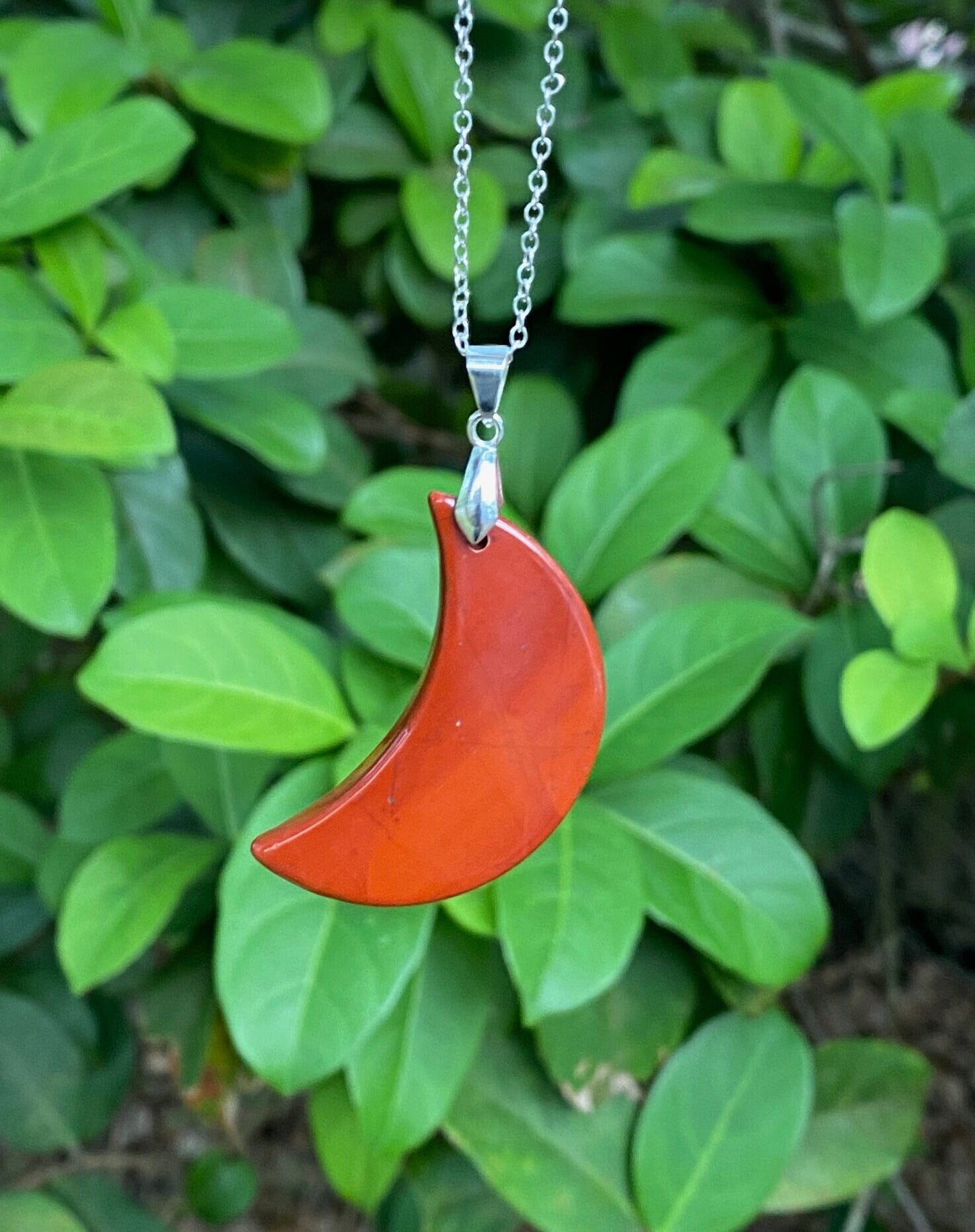Red Jasper Moon Pendant Necklace