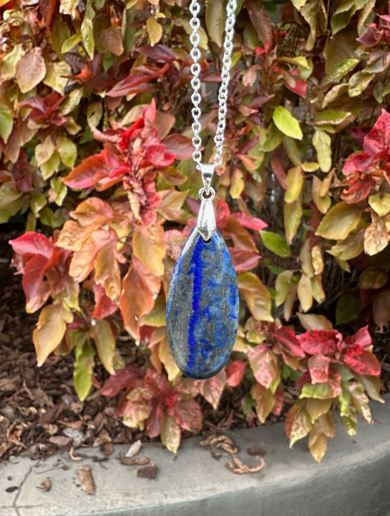 Lapis Lazuli Teardrop Pendant Necklace