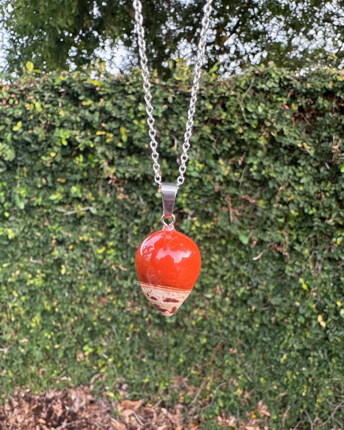 Rainbow Jasper Acorn Pendant Necklace