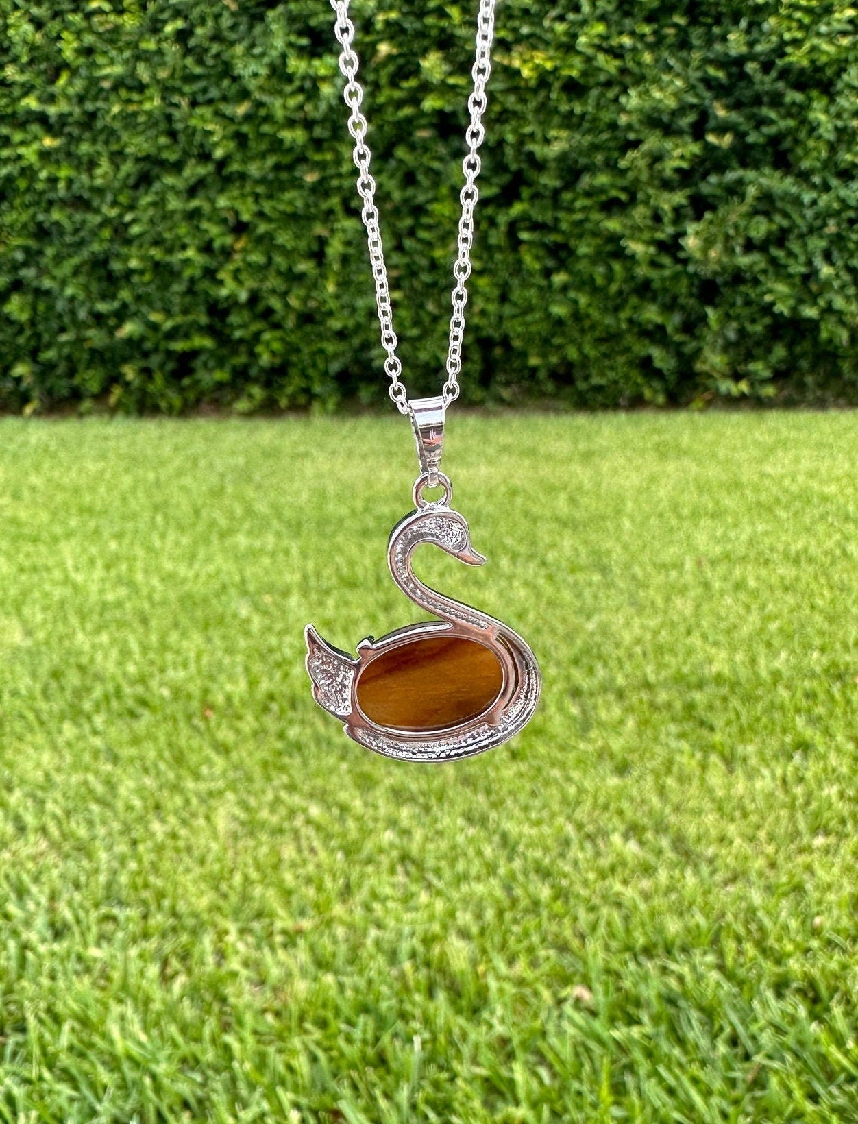 Tiger Eye Swan Necklace