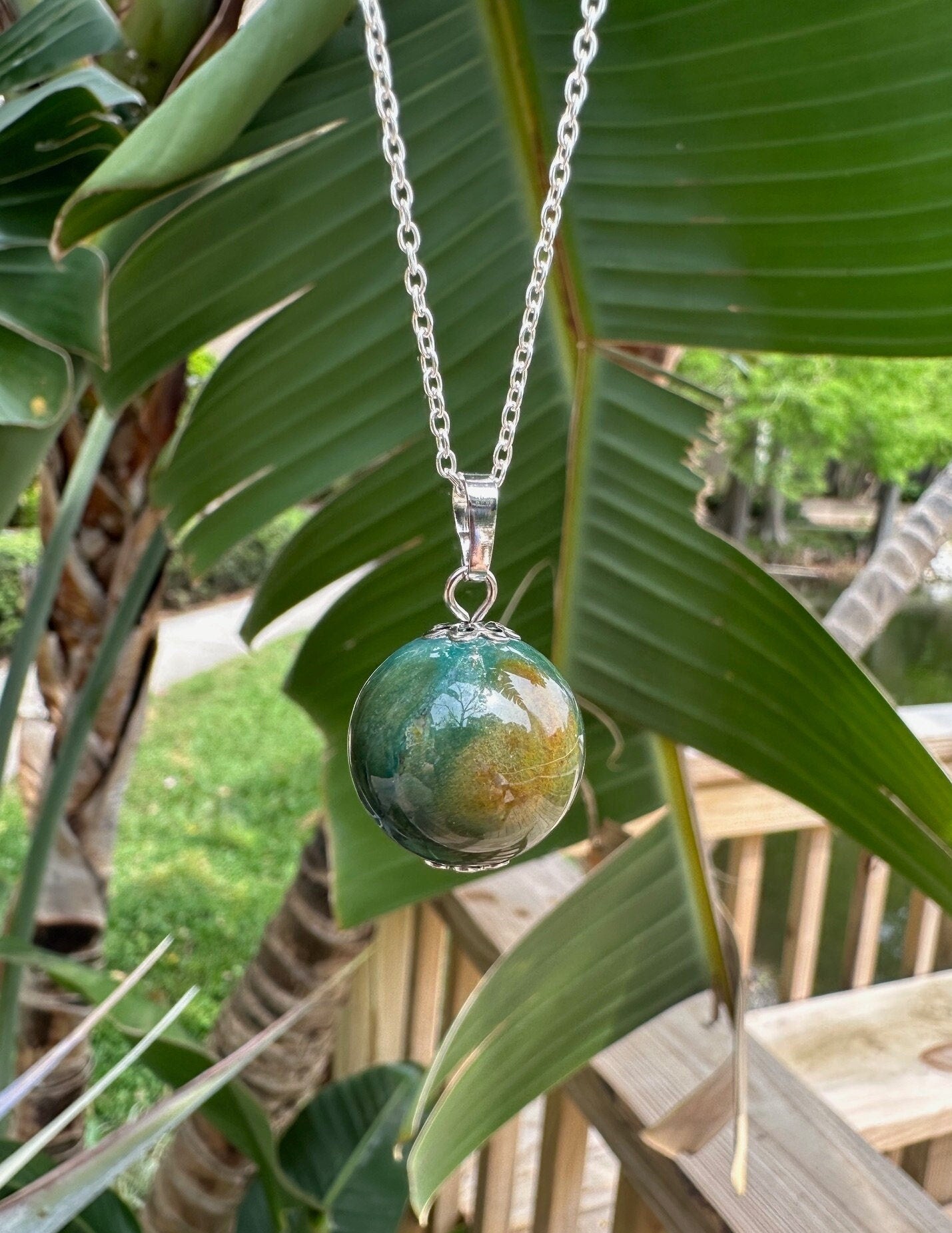 Indian Agate Ball Pendant Necklace