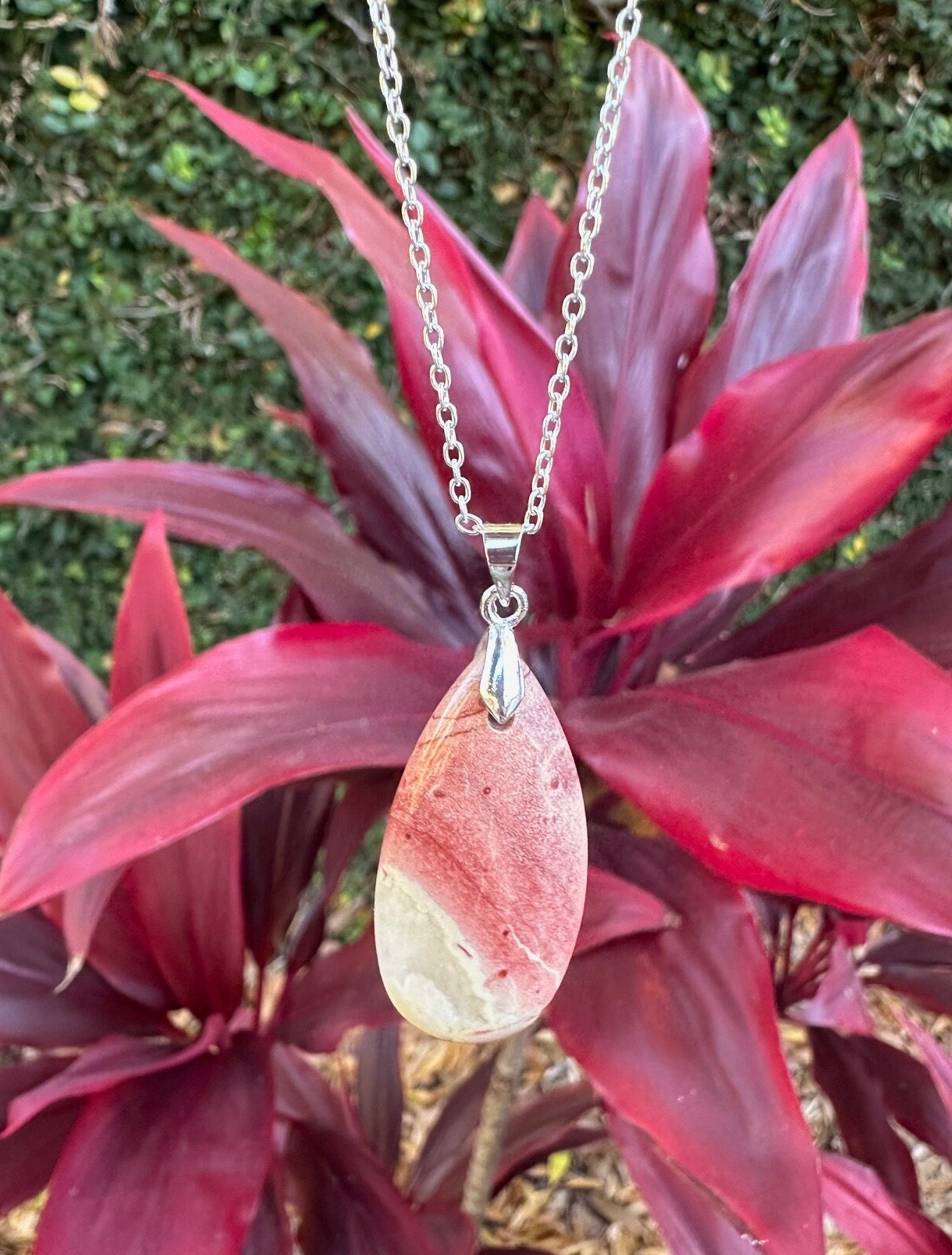 Rainbow Jasper Teardrop Pendant Necklace