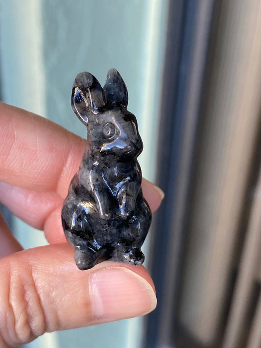Black Labradorite Rabbit Figurine