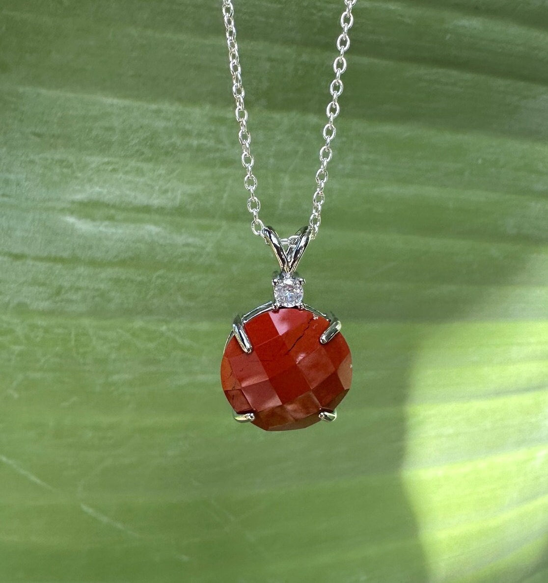 Red Jasper Prism Pendant Necklace