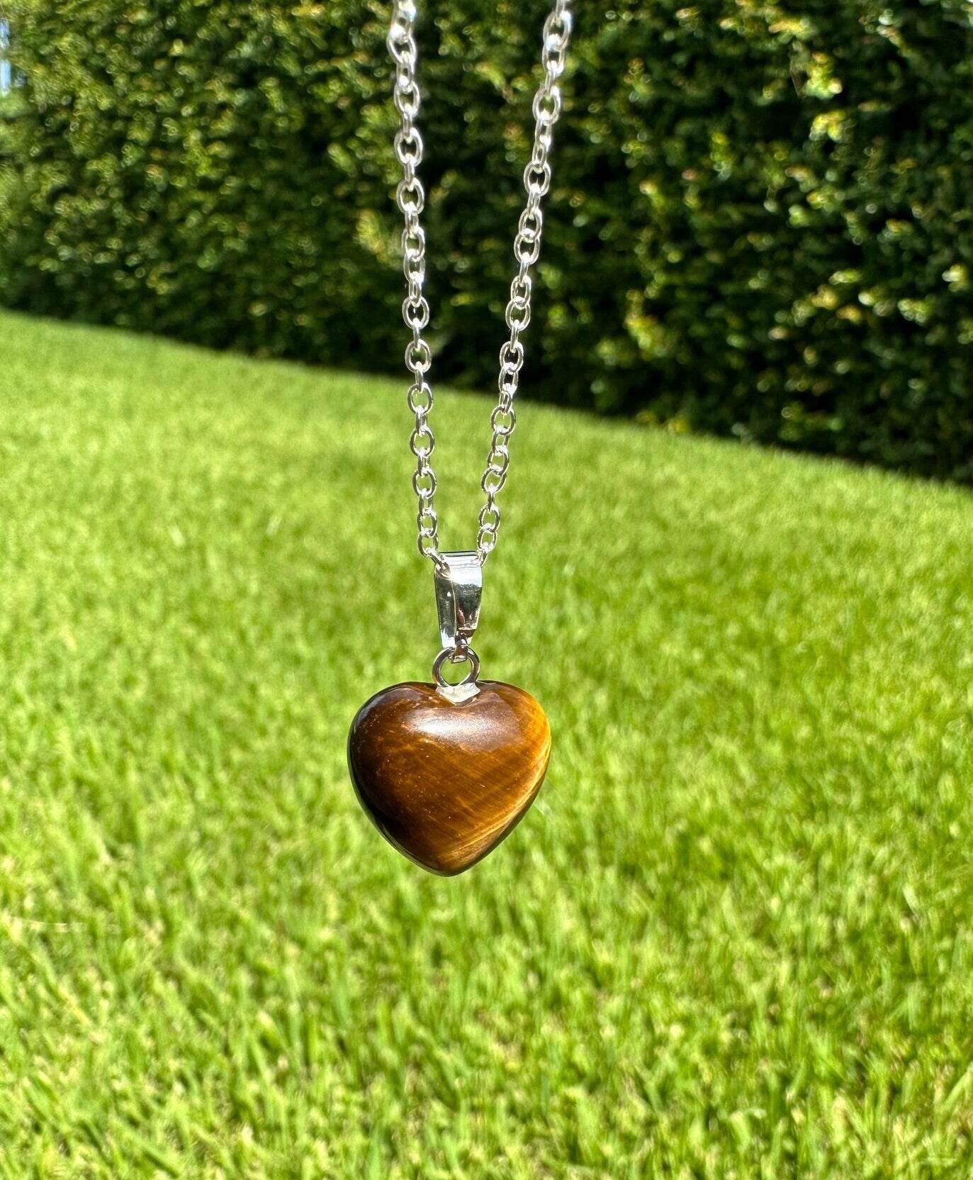 Tiger Eye Heart Pendant Necklace