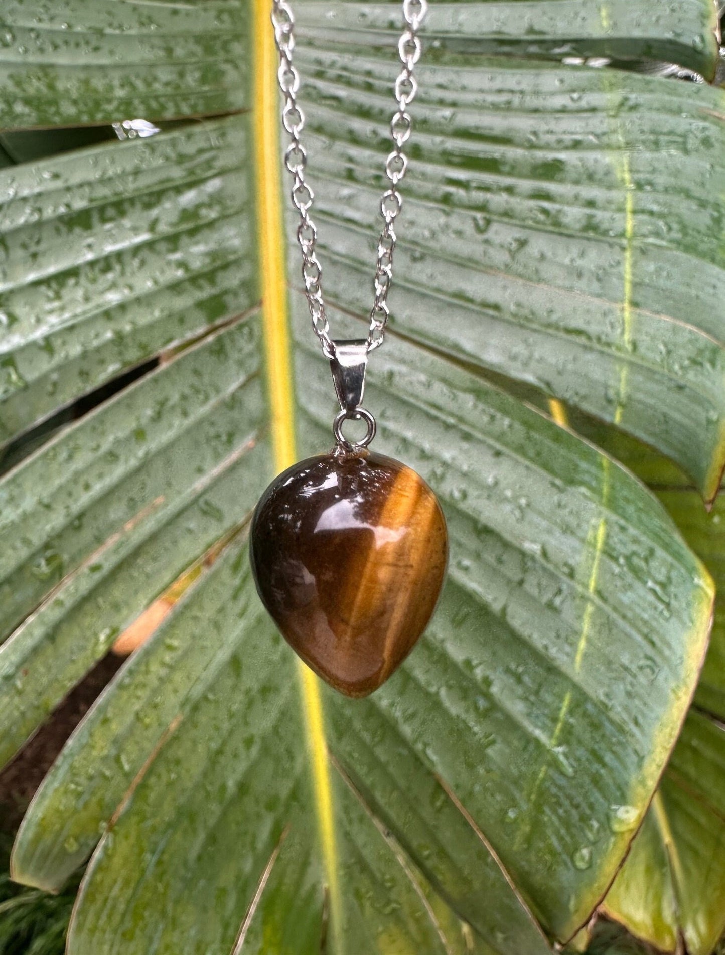 Tiger Eye Acorn Pendant Necklace