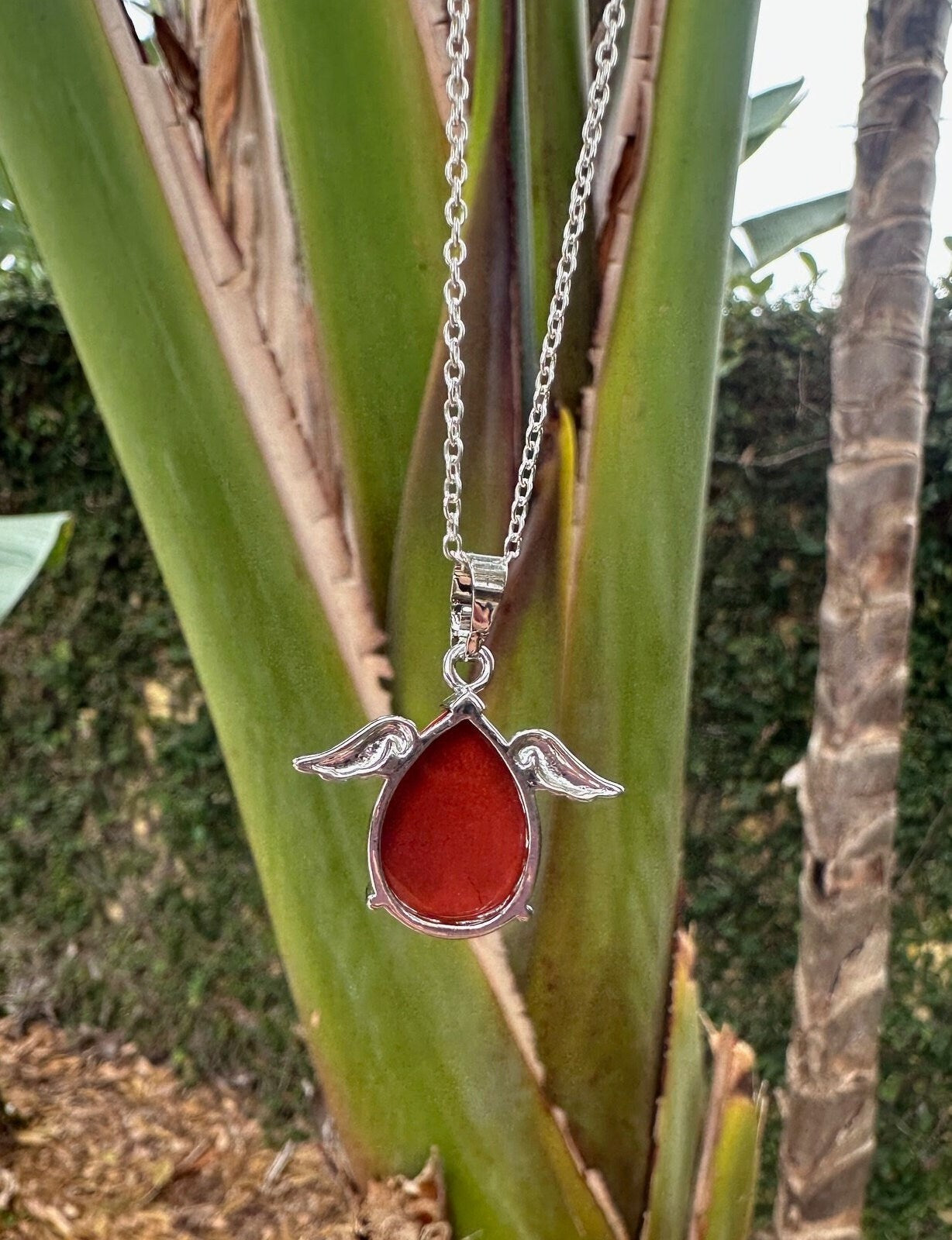 Red Jasper Angelic Egg Pendant Necklace