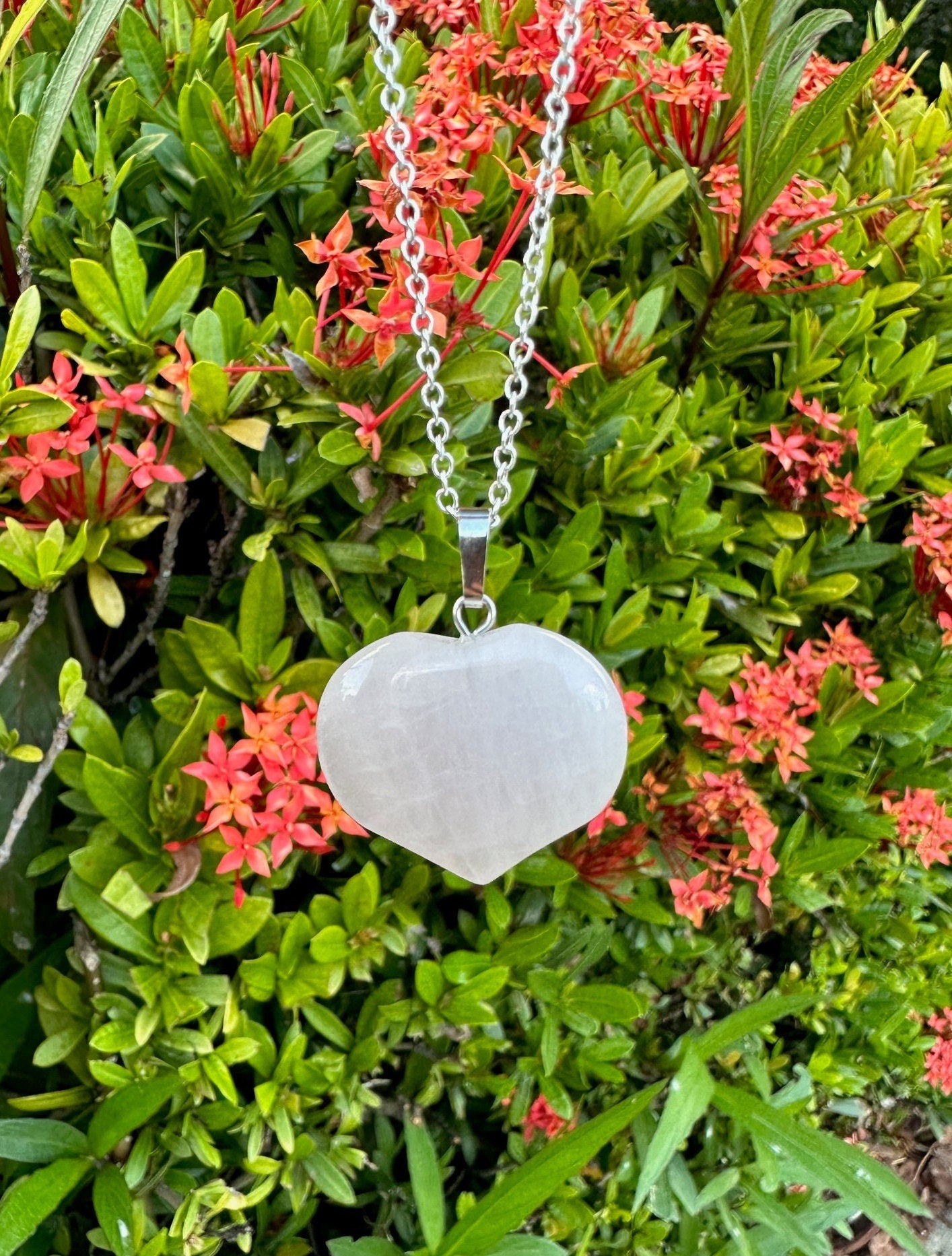 Rose Quartz Heart Pendant Necklace