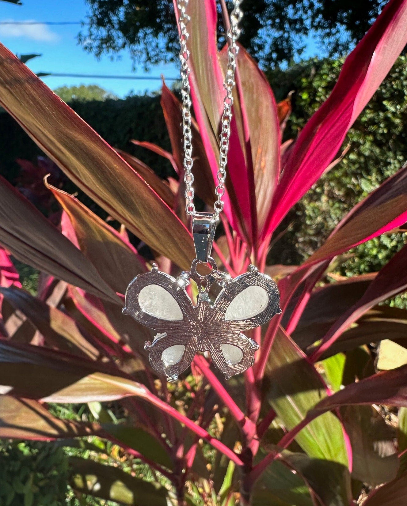 Rock Quartz Butterfly Pendant Necklace