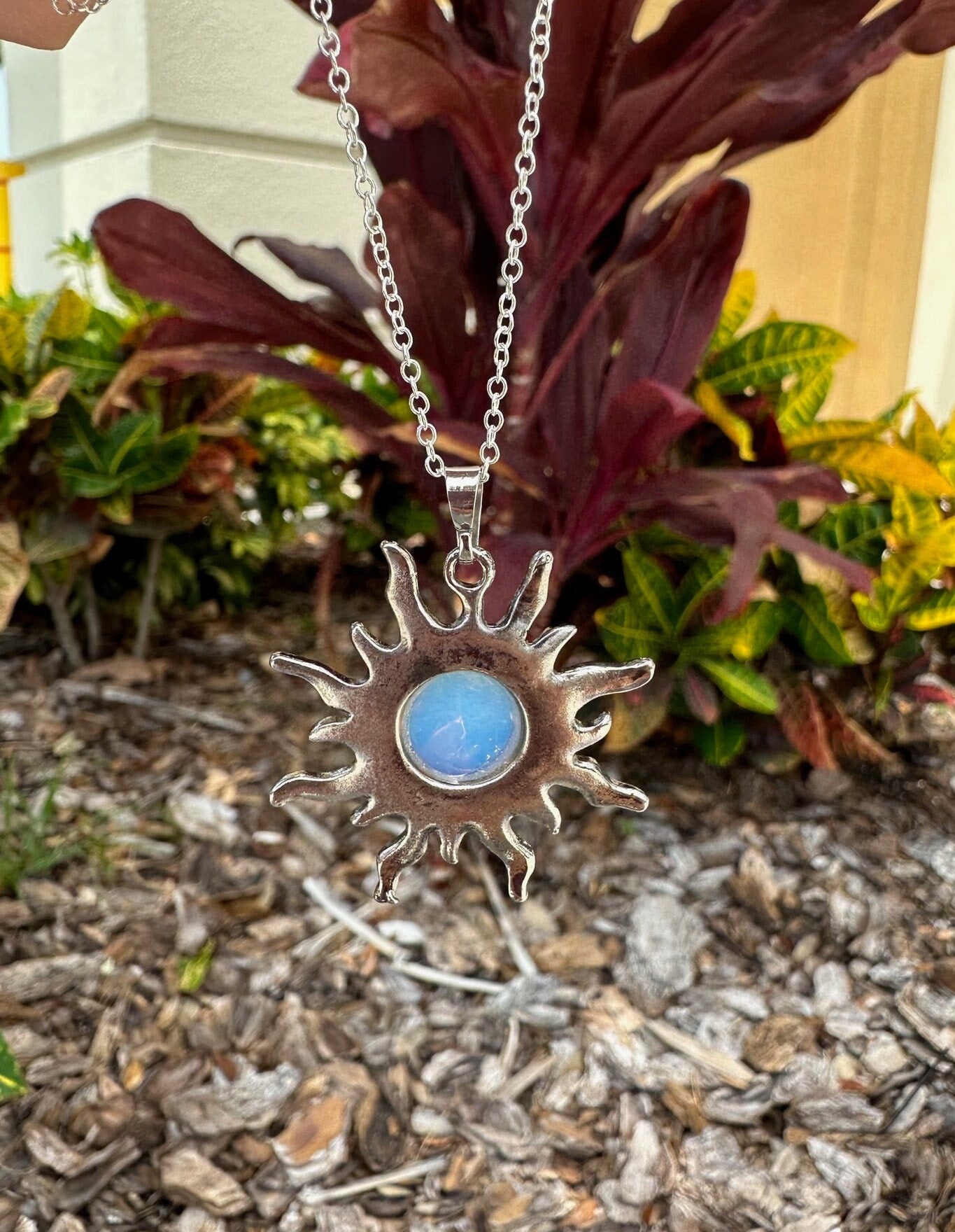 Opalite Sun Pendant Necklace