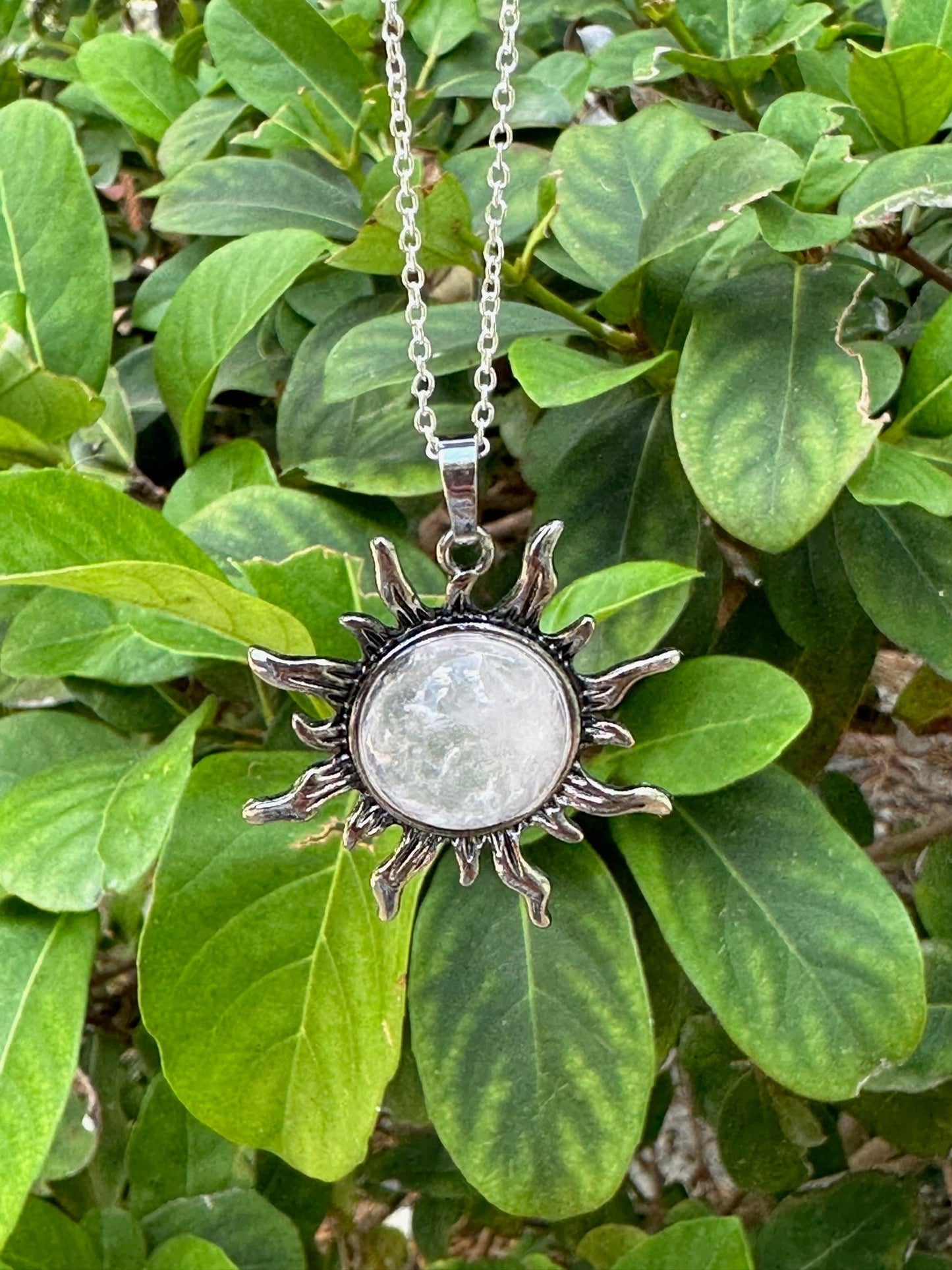Clear Quartz Sun Pendant Necklace