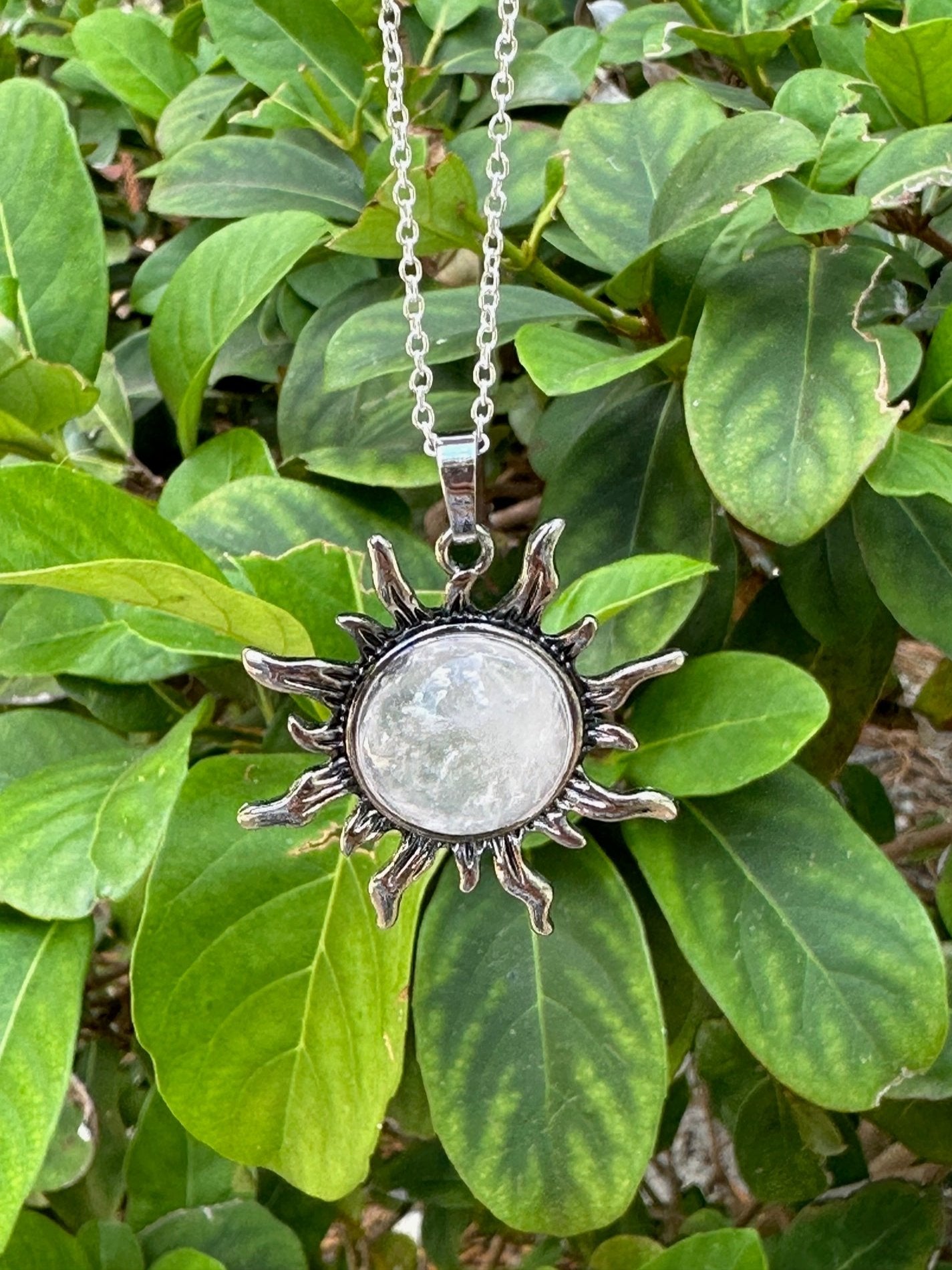 Clear Quartz Sun Pendant Necklace