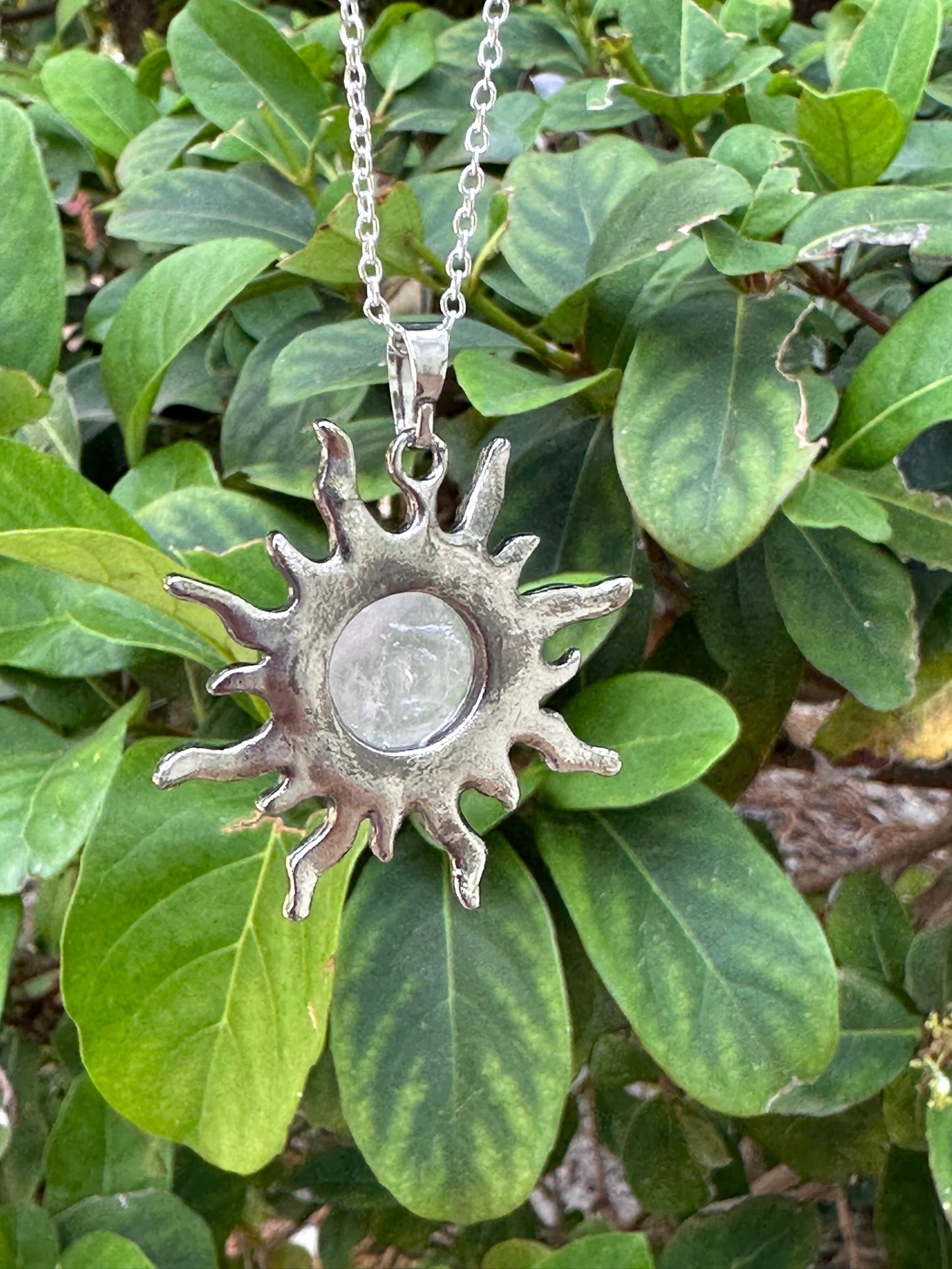 Clear Quartz Sun Pendant Necklace
