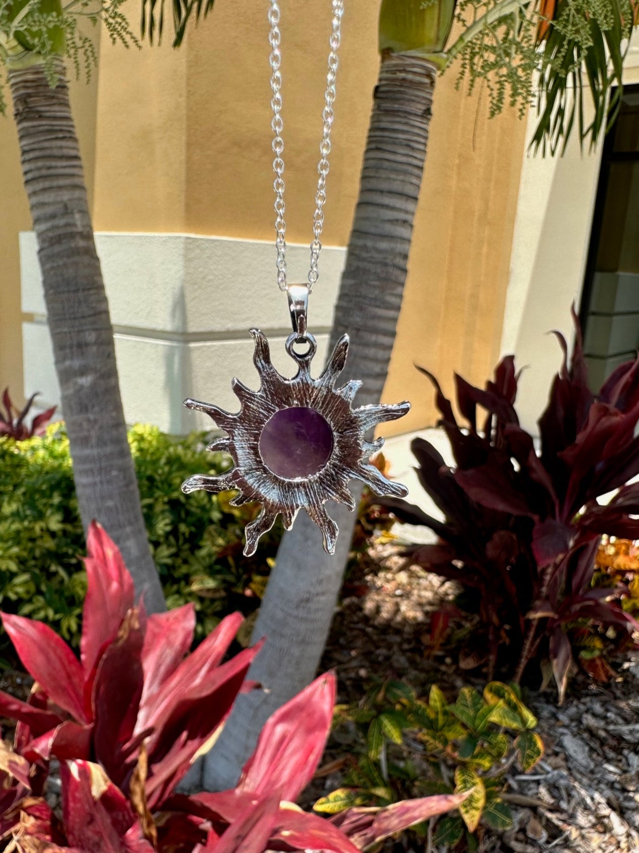 Amethyst Sun Pendant Necklace