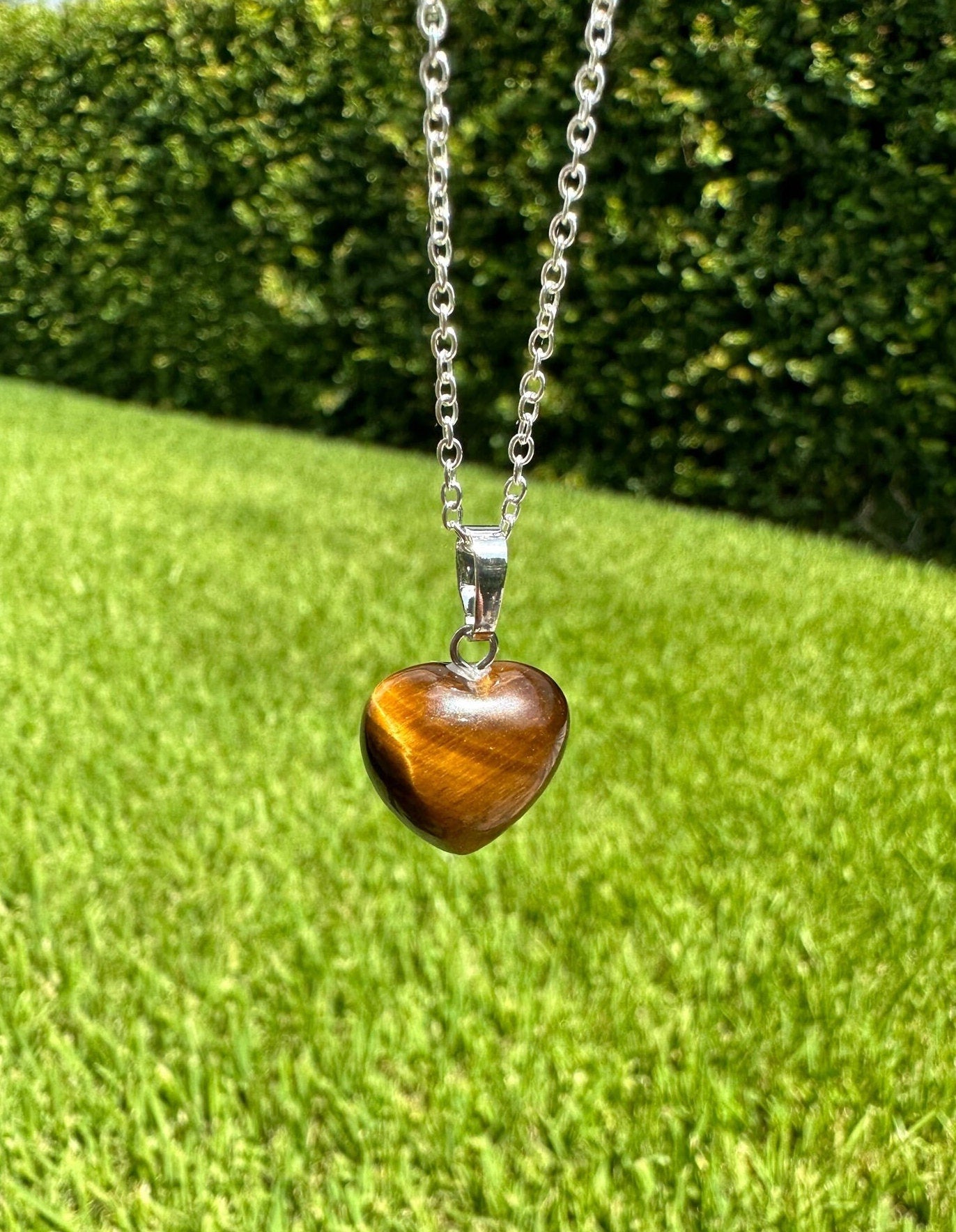 Tiger Eye Heart Pendant Necklace