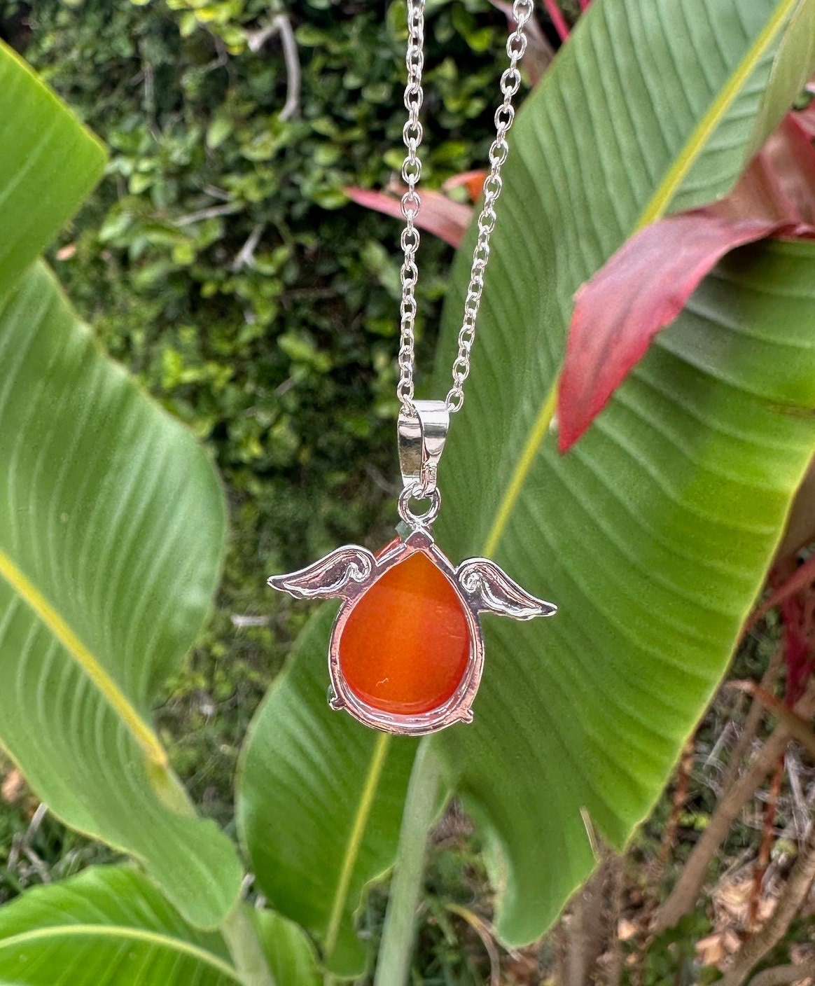 Carnelian Angelic Egg Pendant Necklace