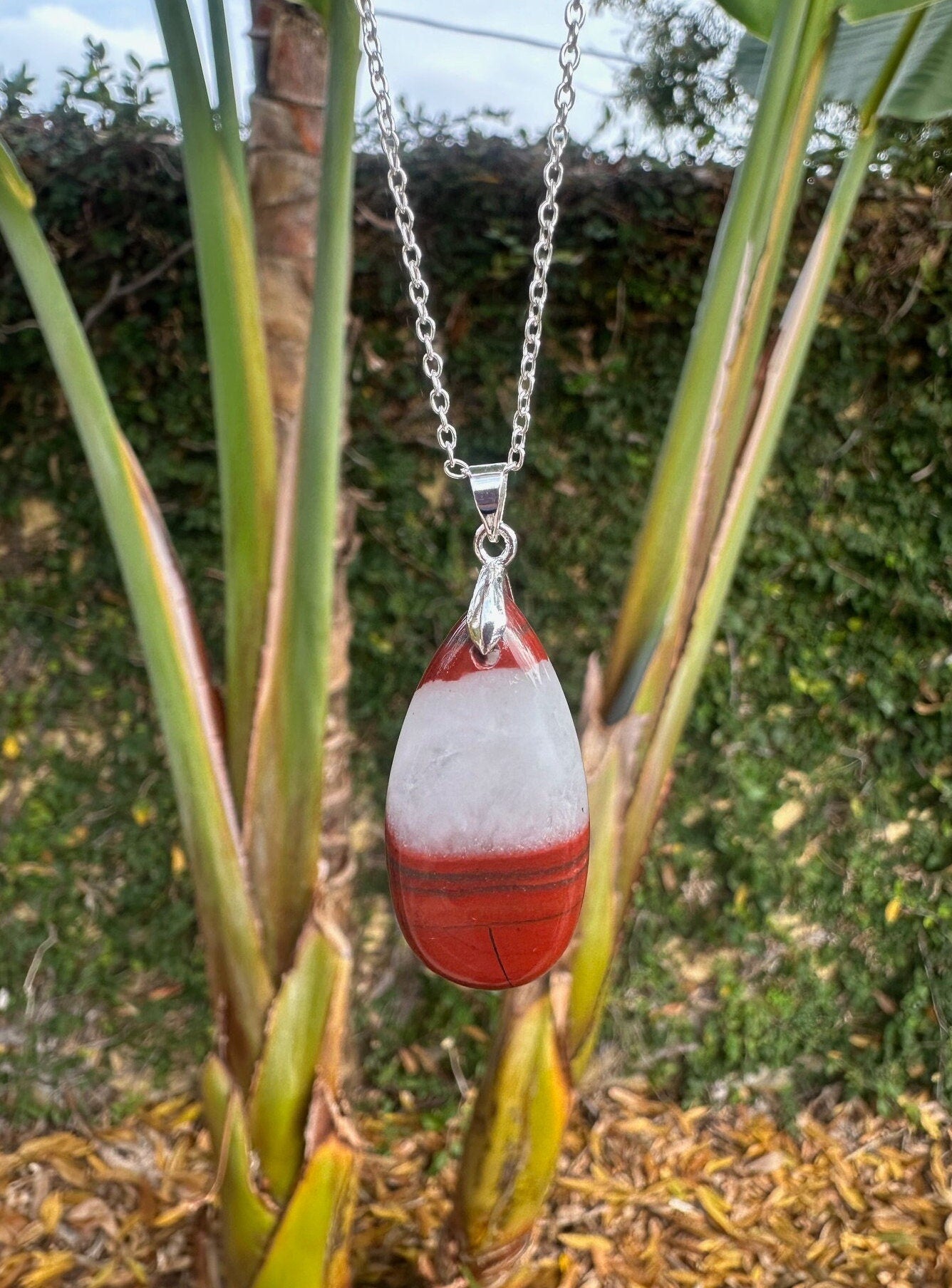 Red Jasper Teardrop Pendant Necklace