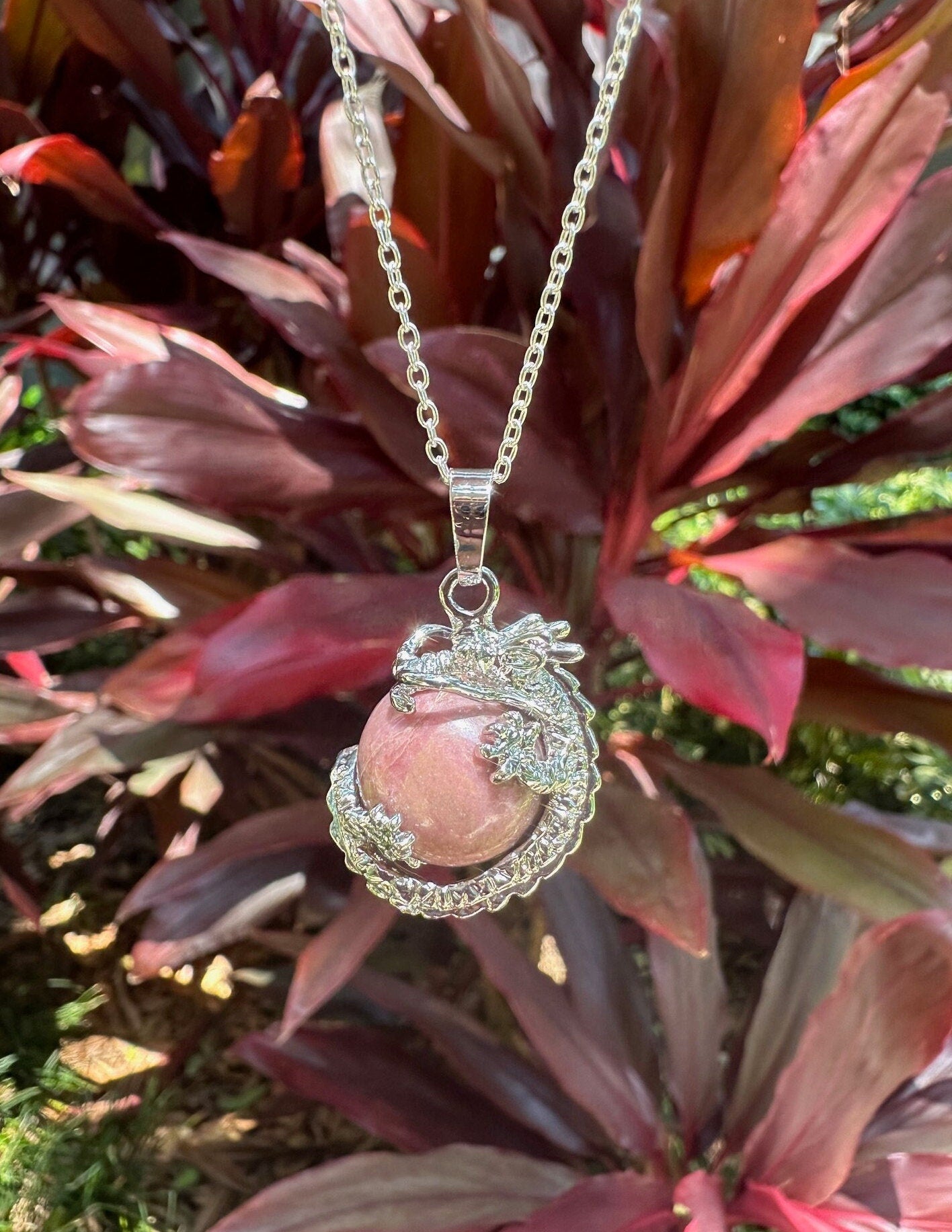 Rhodonite Dragon Ball Necklace
