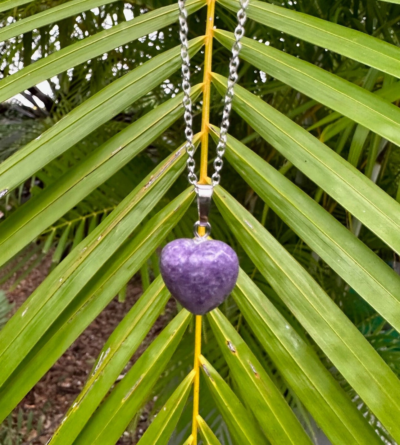 Dainty Lepidolite Heart Pendant Necklace