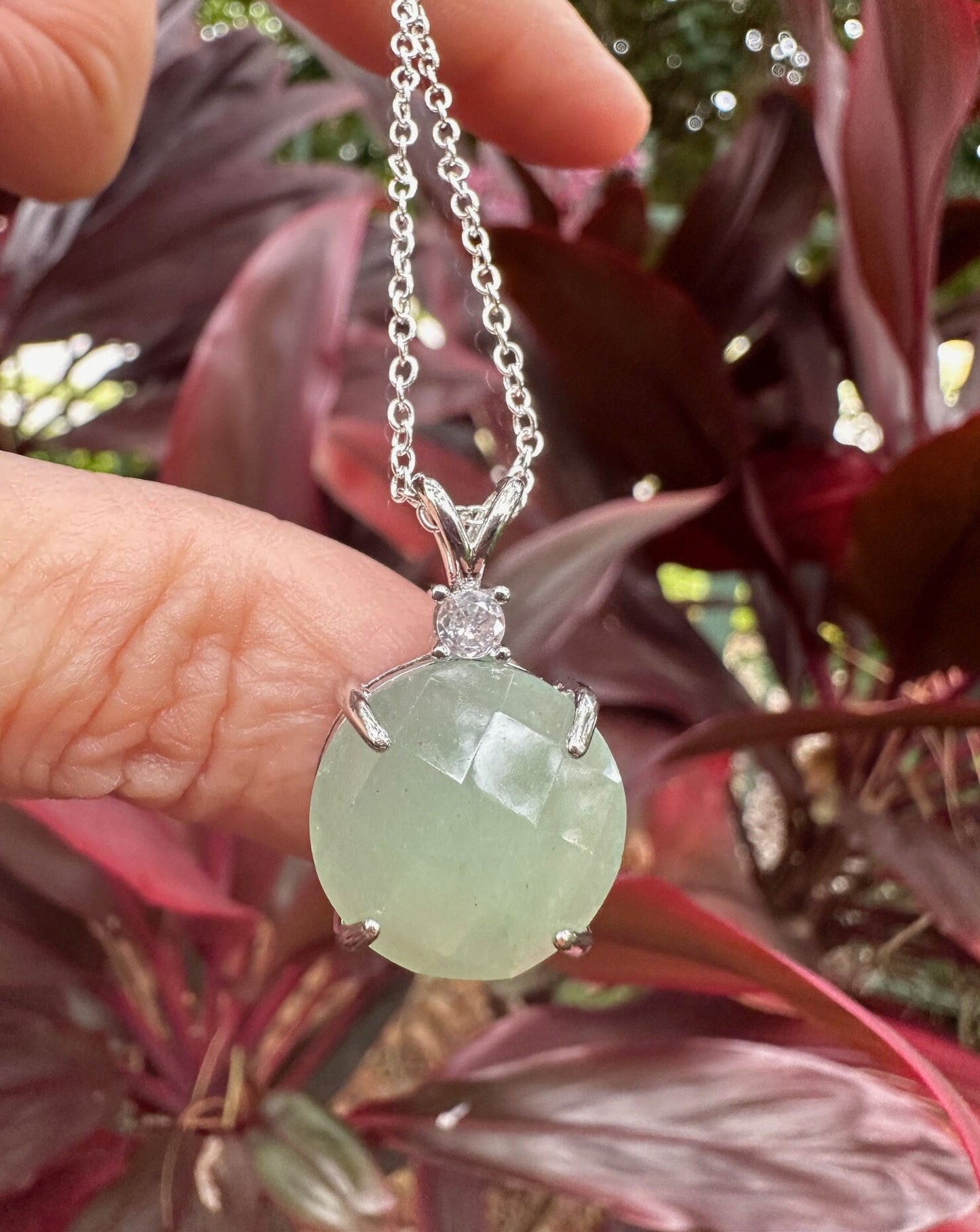 Green Aventurine Prism Pendant Necklace