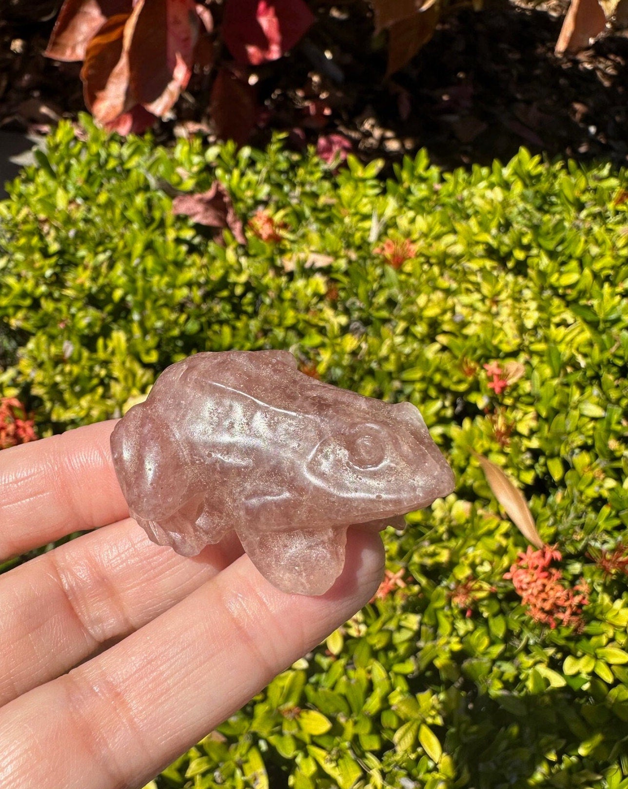 Strawberry Quartz Frog Figurine