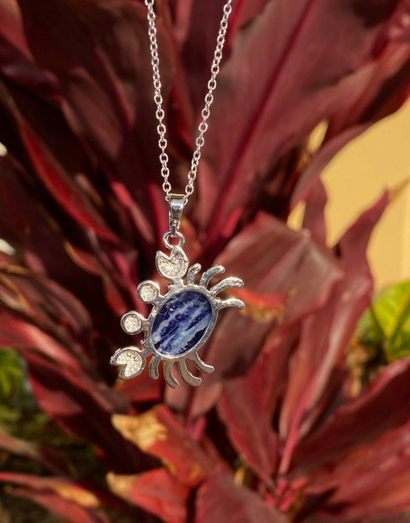 Sodalite Crab Pendant Necklace