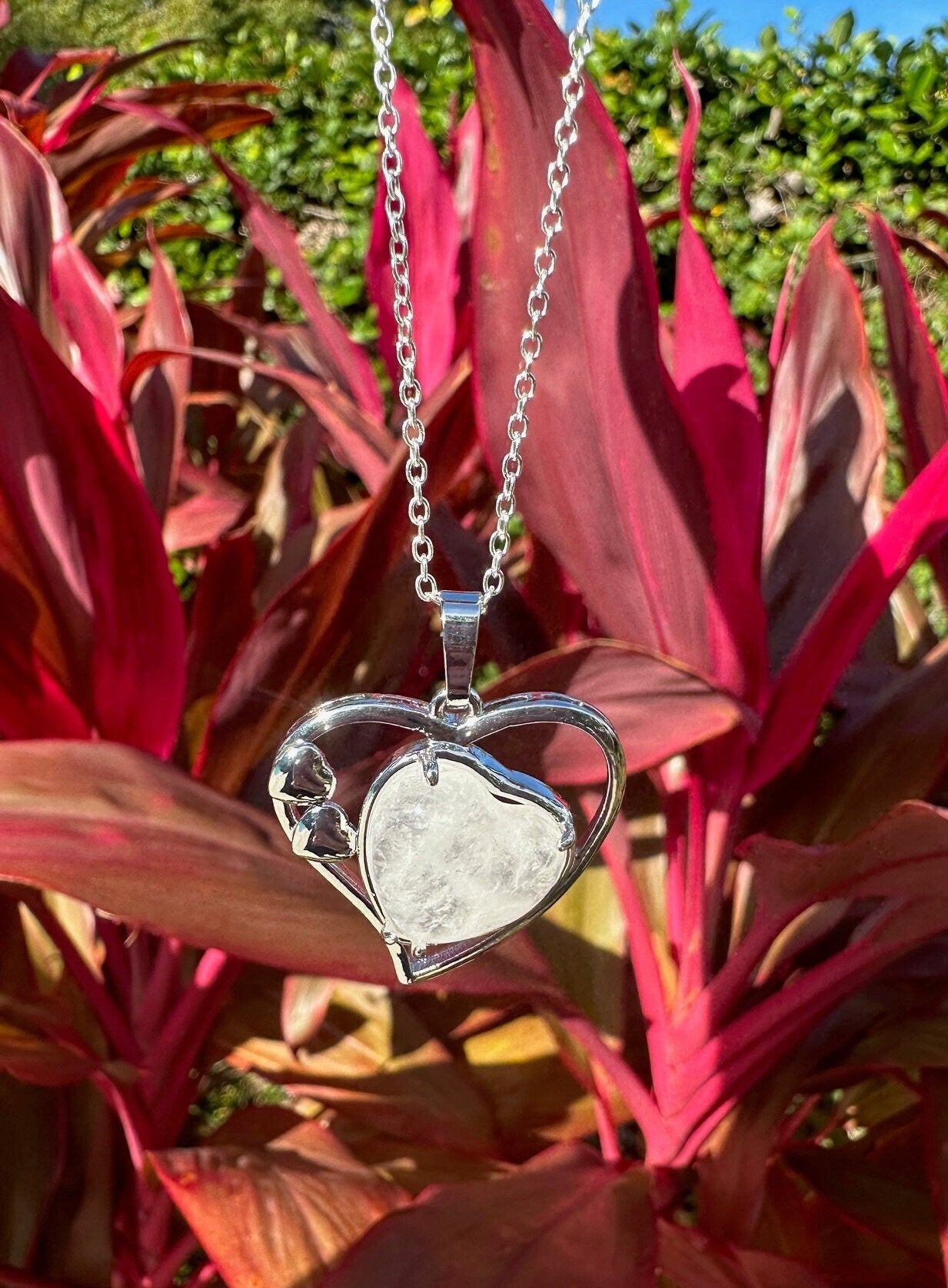 Clear Quartz Heart Pendant Necklace