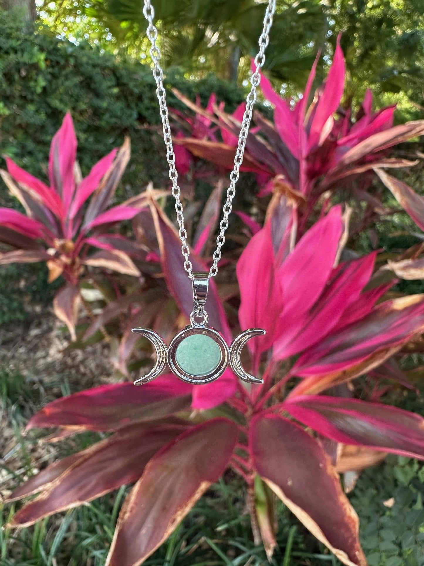 Green Aventurine Celestial 2 Moon Necklace