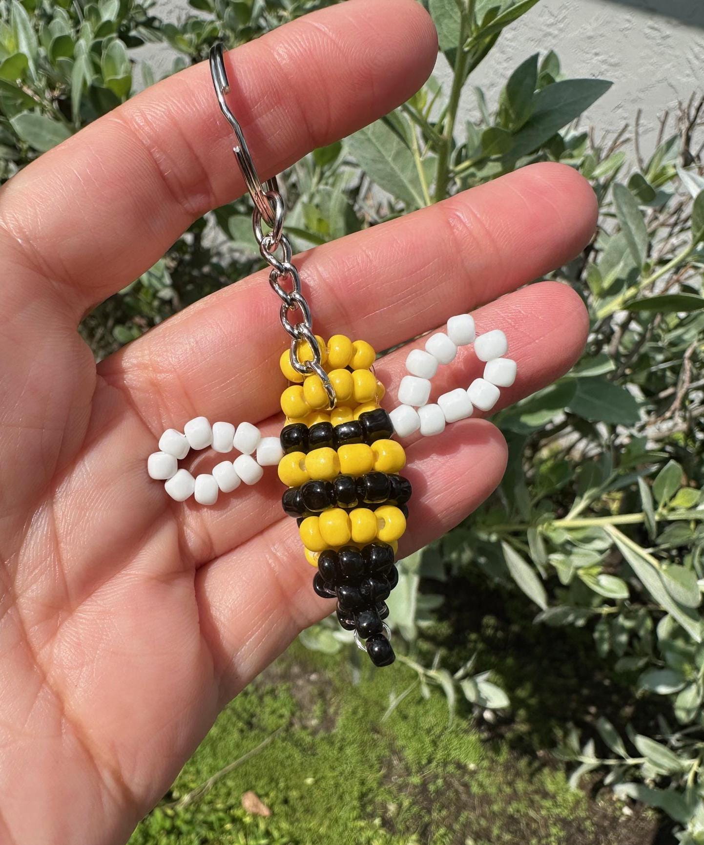 Beaded Bumble Bee Keychain