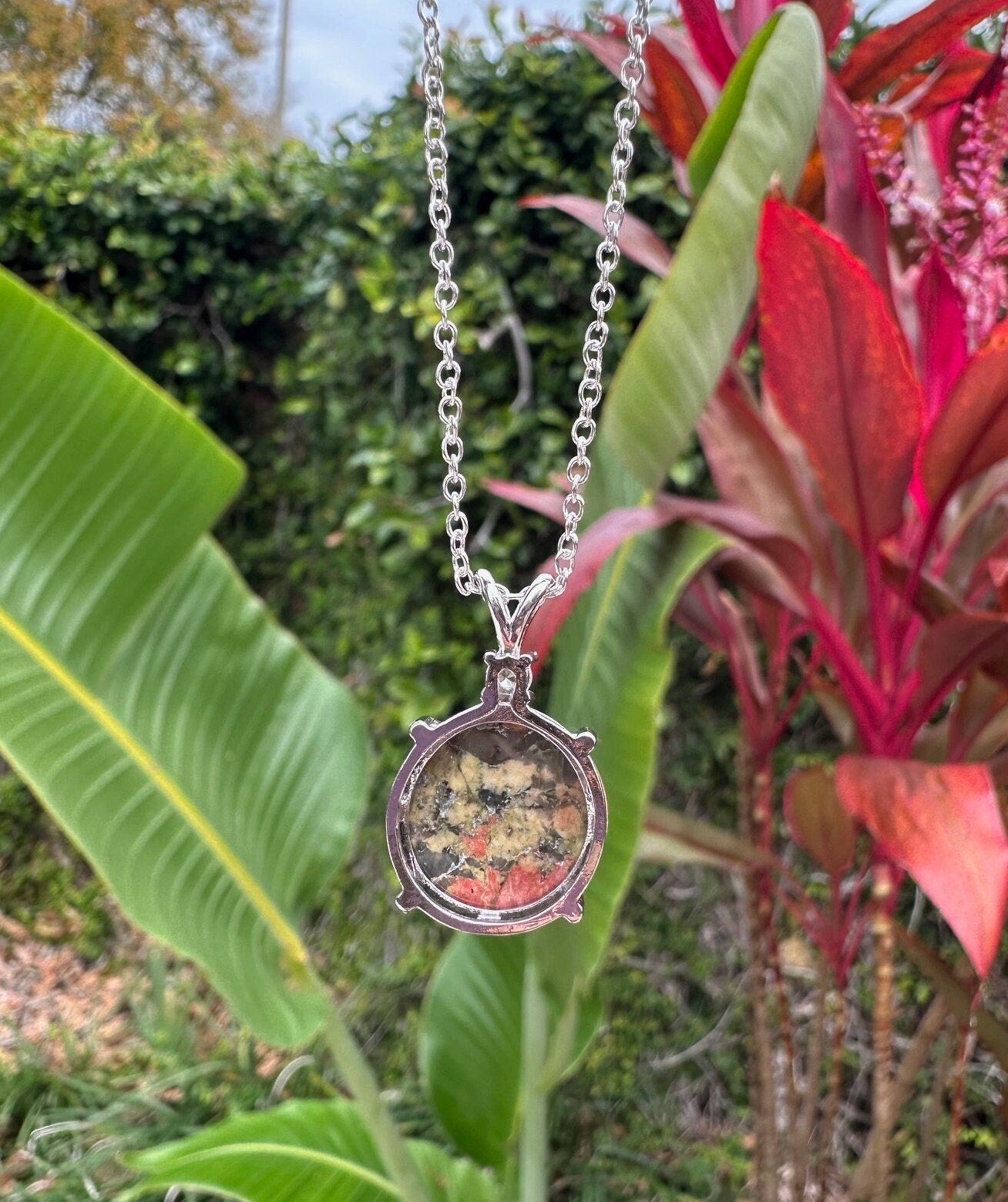 Unakite Prism Pendant Necklace