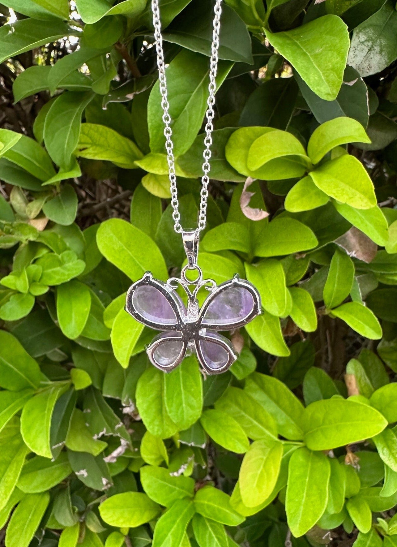 Amethyst Butterfly Pendant Necklace