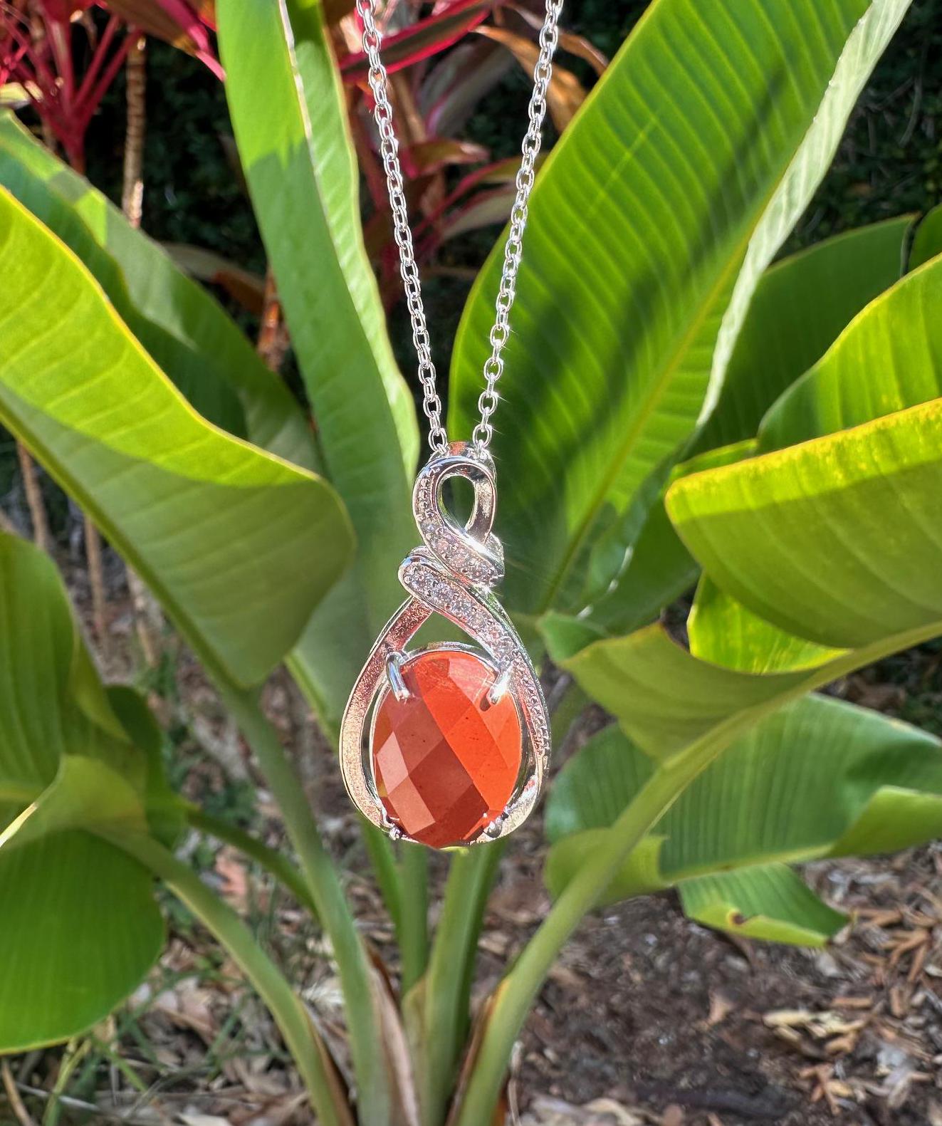 Red Jasper Swirl Pendant Necklace