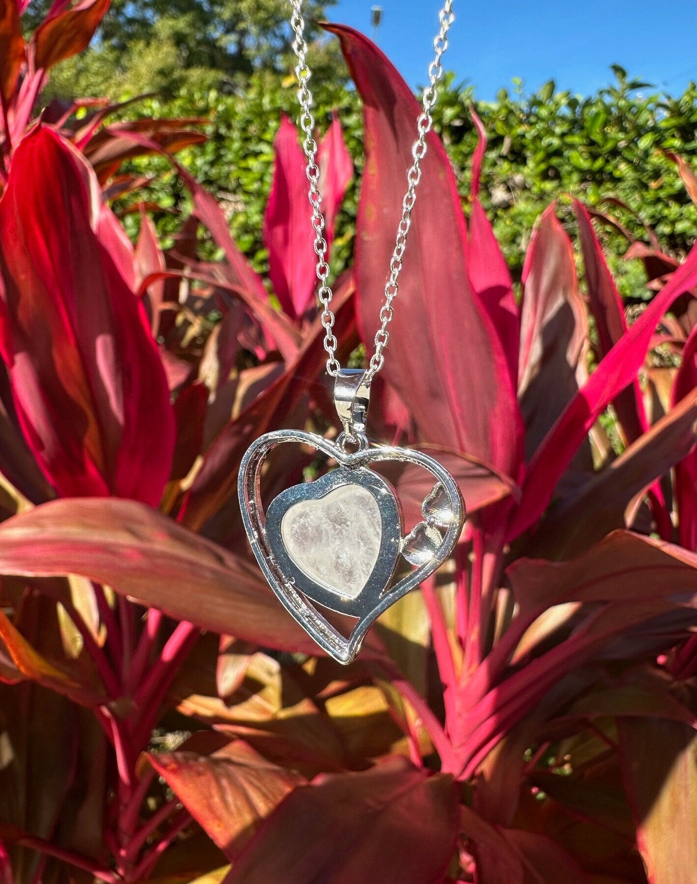 Clear Quartz Heart Pendant Necklace