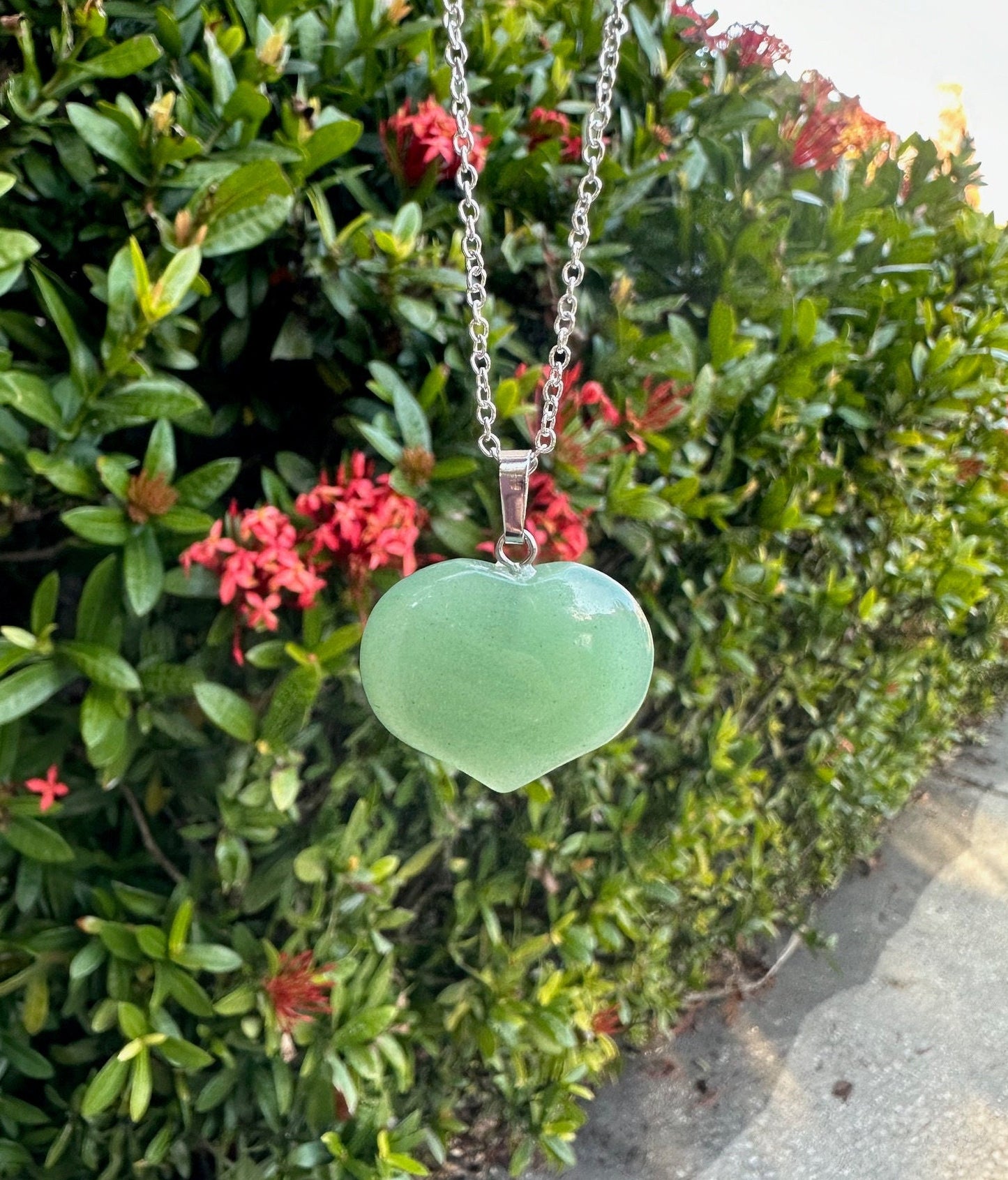 Green Aventurine Heart Pendant Necklace