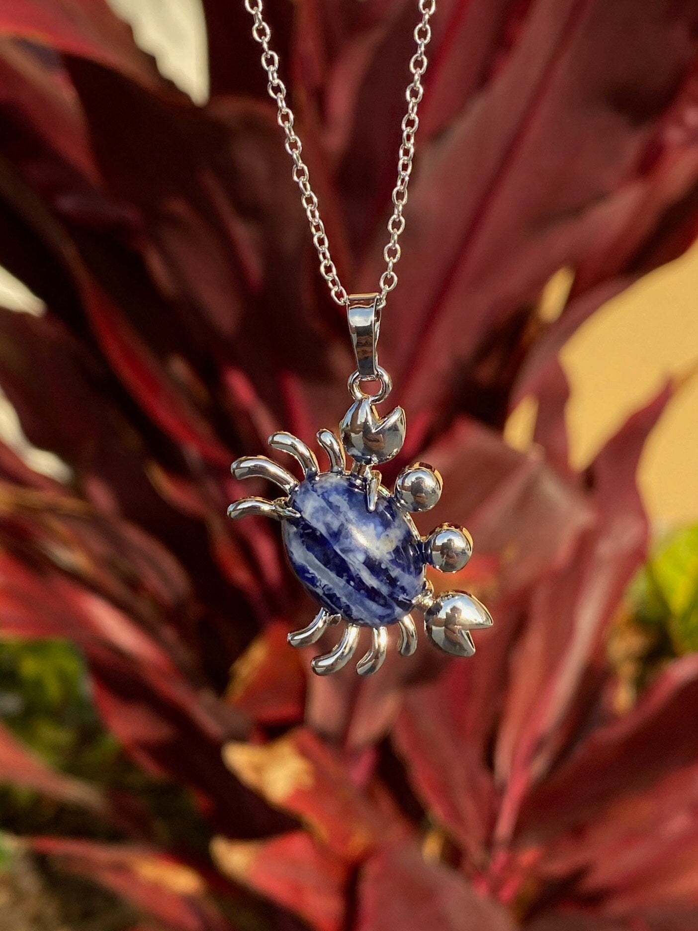Sodalite Crab Pendant Necklace