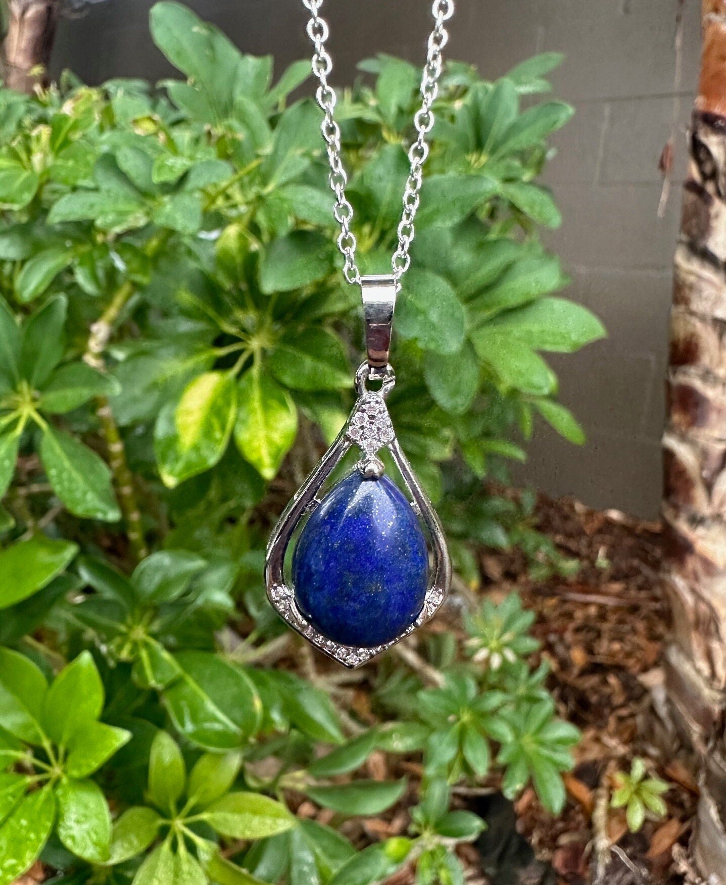 Lapis Lazuli Rhombus Pendant Necklace