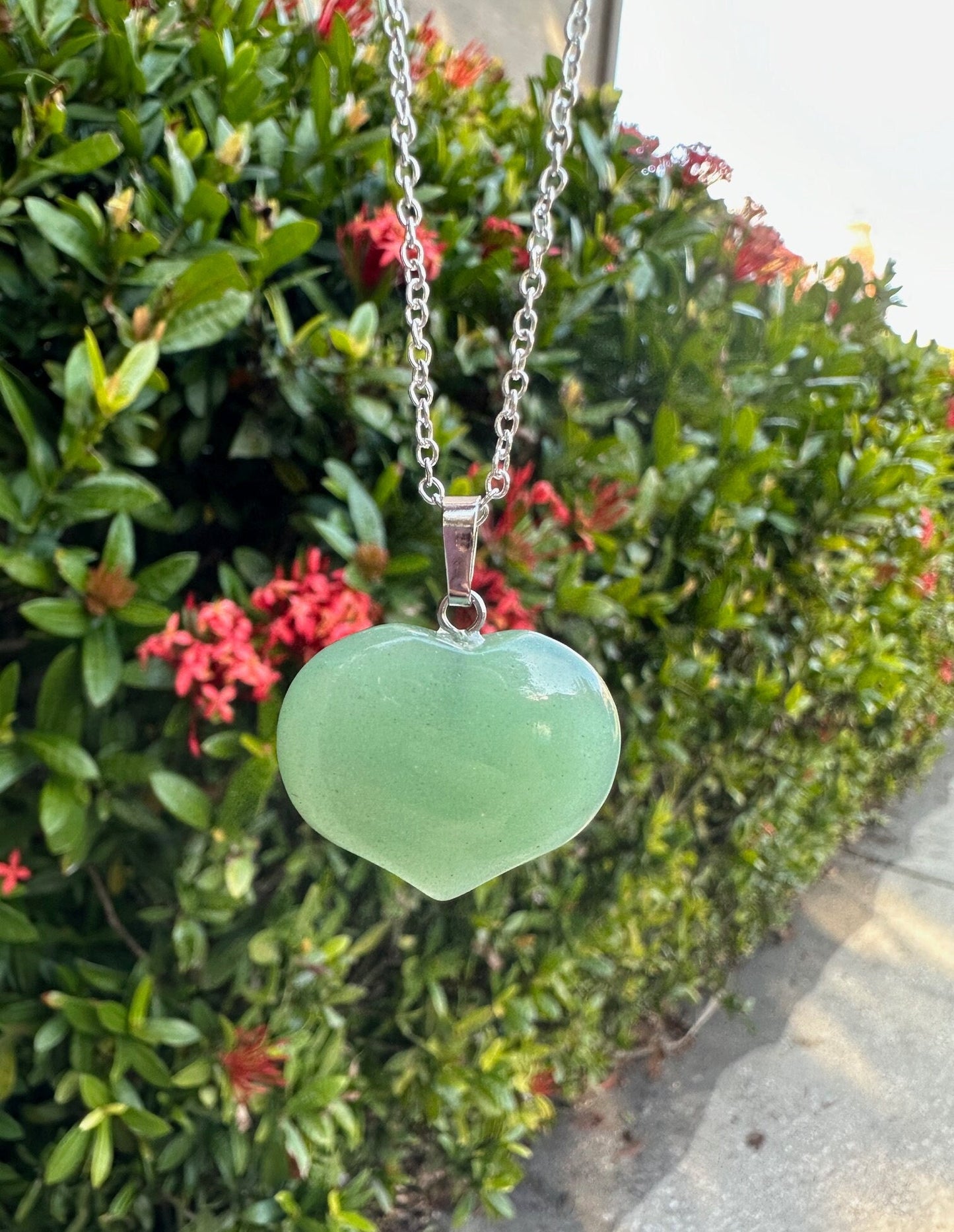Green Aventurine Heart Pendant Necklace