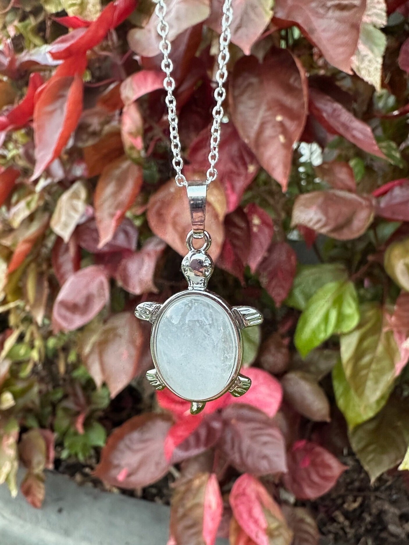 Clear Quartz Turtle Pendant Necklace
