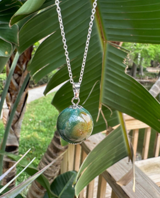 Indian Agate Ball Pendant Necklace