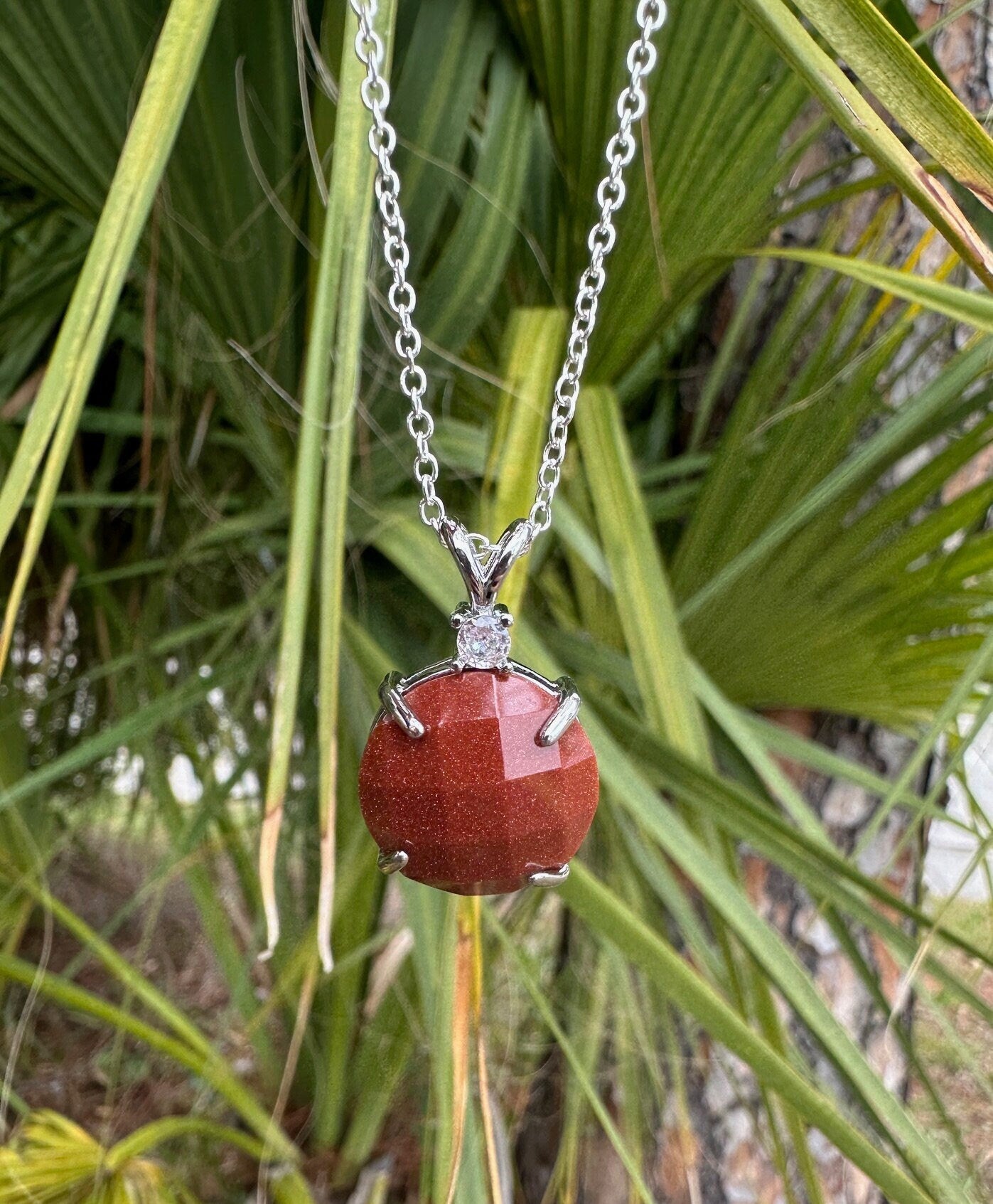 Goldstone Prism Pendant Necklace