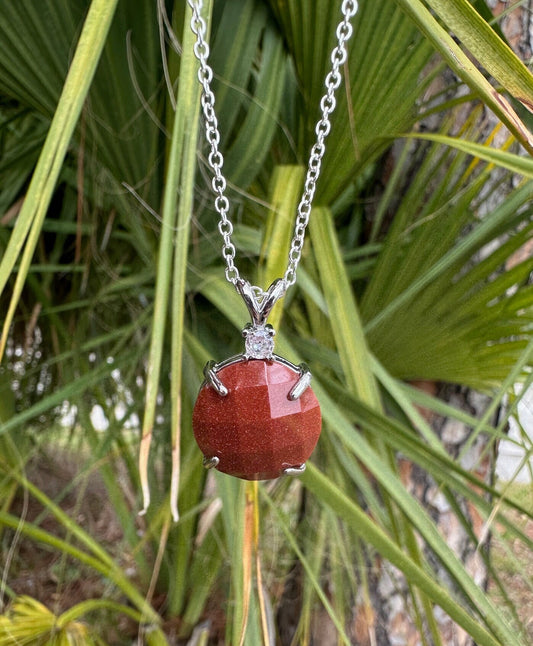 Goldstone Prism Pendant Necklace
