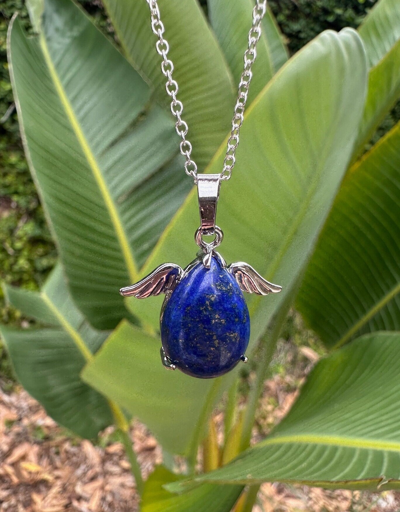 Lapis Lazuli Angelic Egg Pendant Necklace