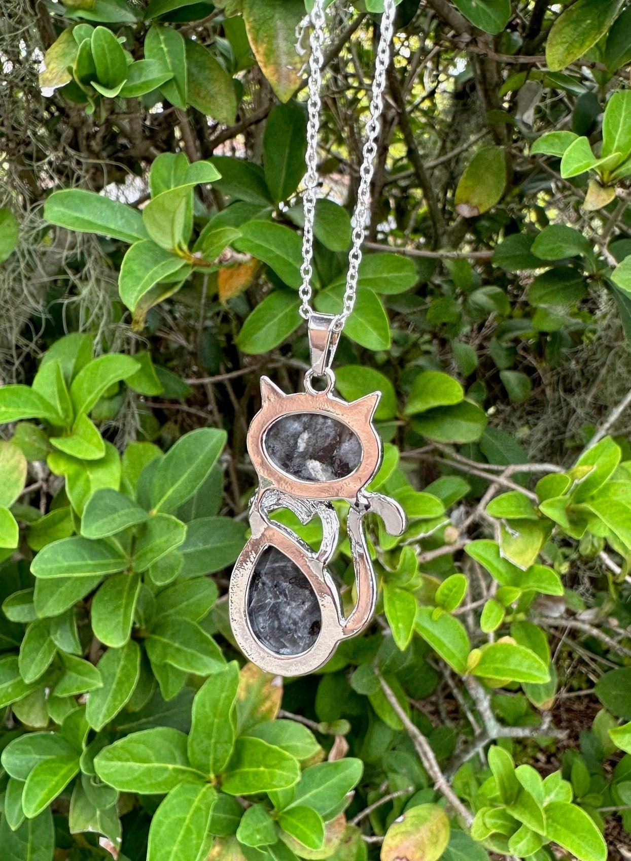 Large Black Labradorite Cat Necklace