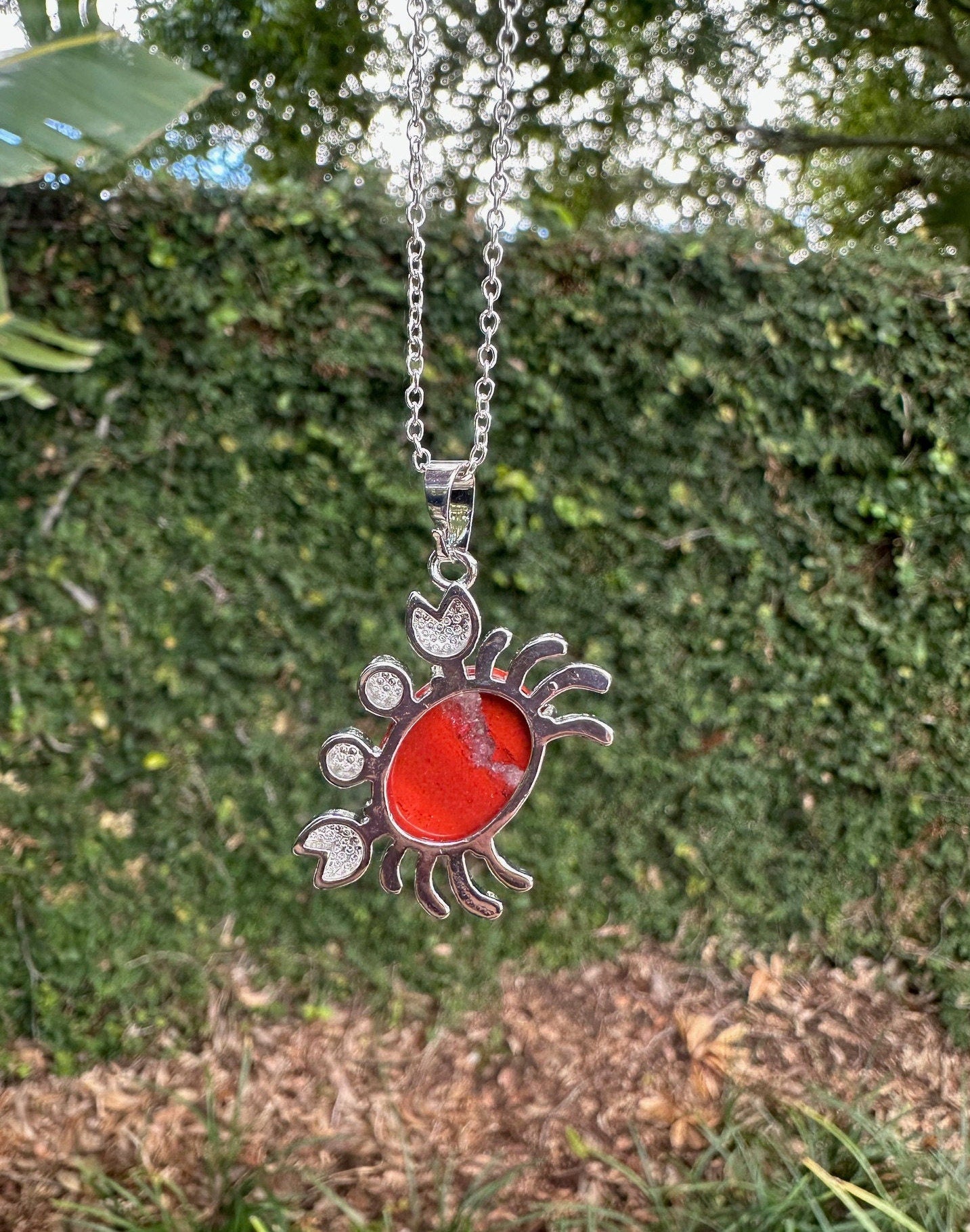 Red Jasper Crab Pendant Necklace