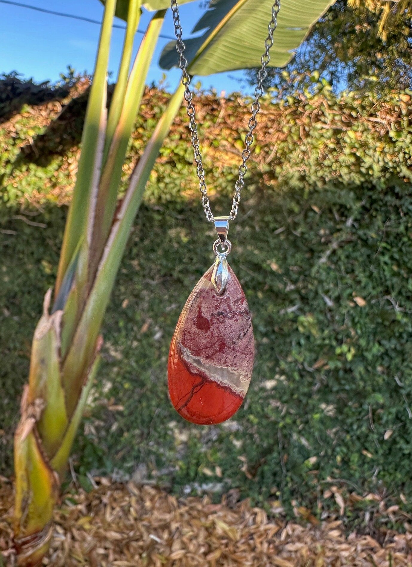 Rainbow Jasper Teardrop Pendant Genuine Rainbow Jasper Crystal Necklace